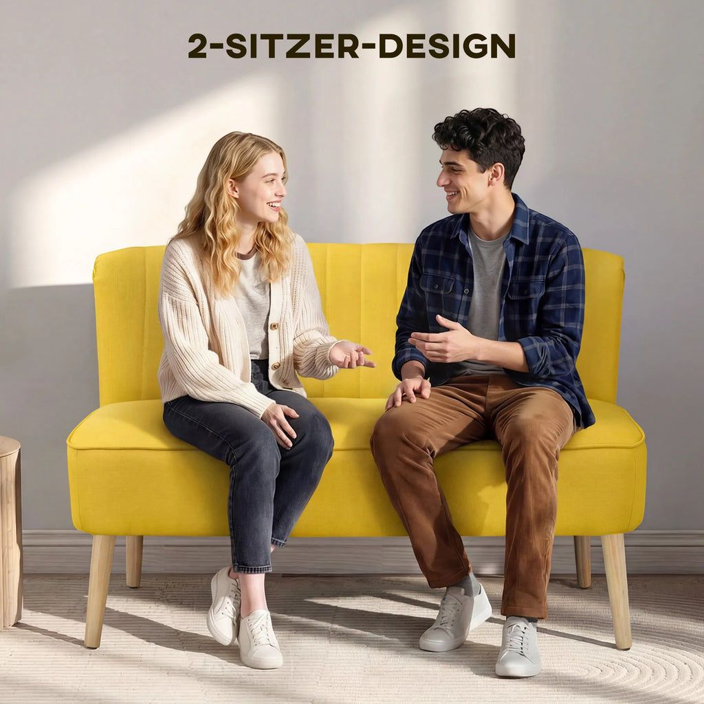 Dvivietė sofa, su paminkštinimu, iki 220 kg, 117 x 56,5 x 77 cm, geltona
