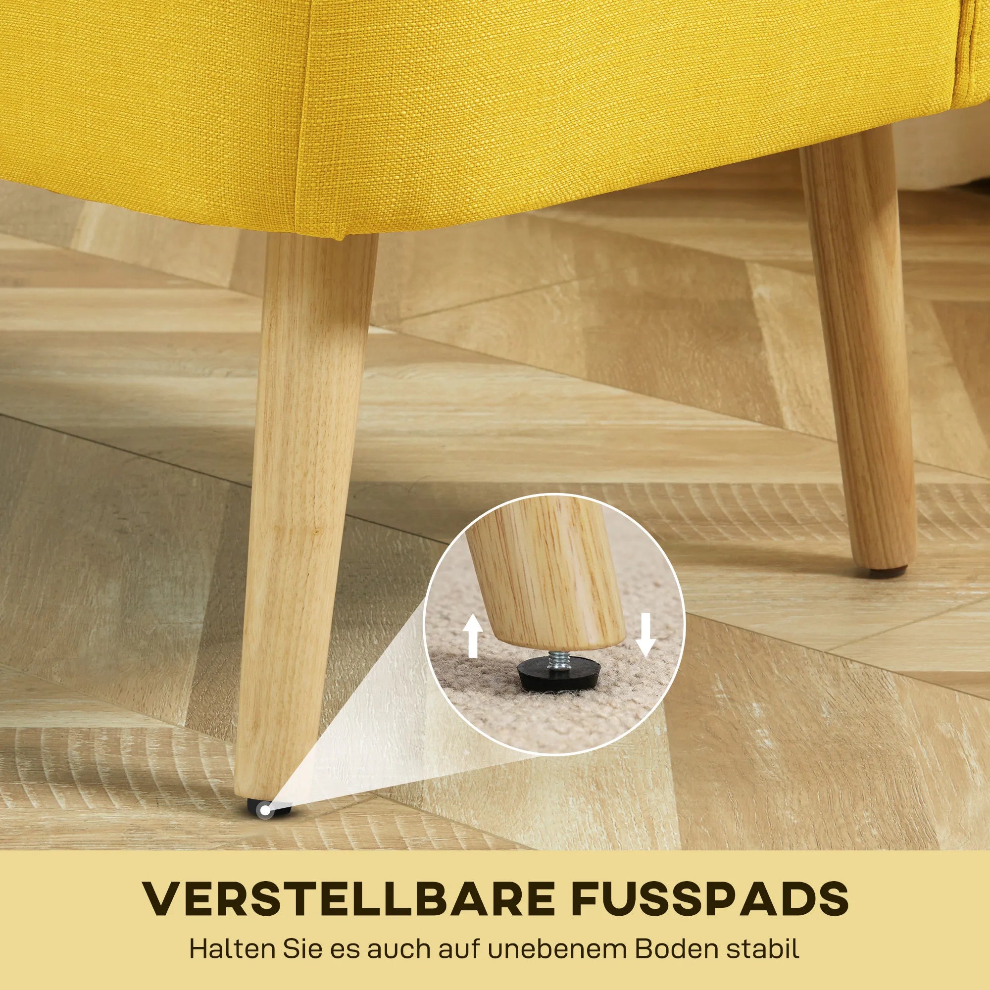 Dvivietė sofa, su paminkštinimu, iki 220 kg, 117 x 56,5 x 77 cm, geltona