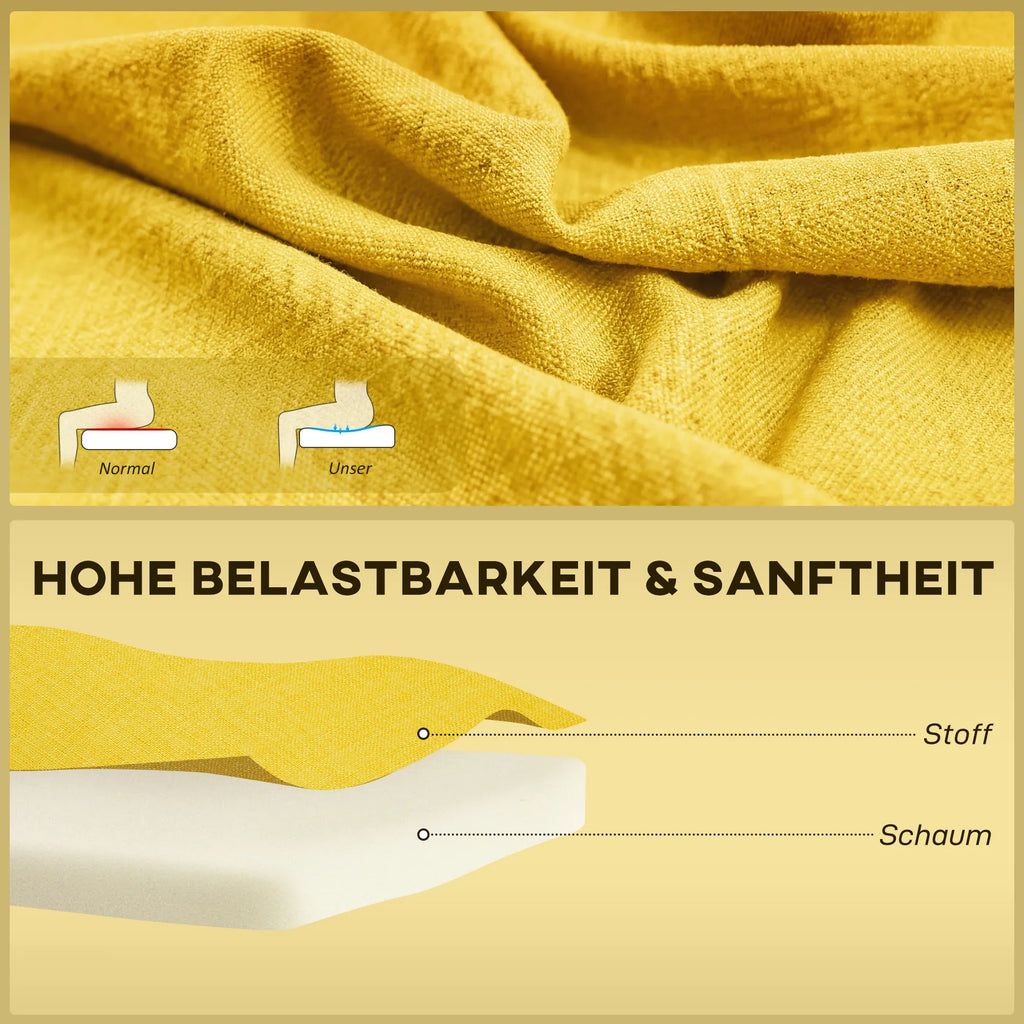 Dvivietė sofa, su paminkštinimu, iki 220 kg, 117 x 56,5 x 77 cm, geltona
