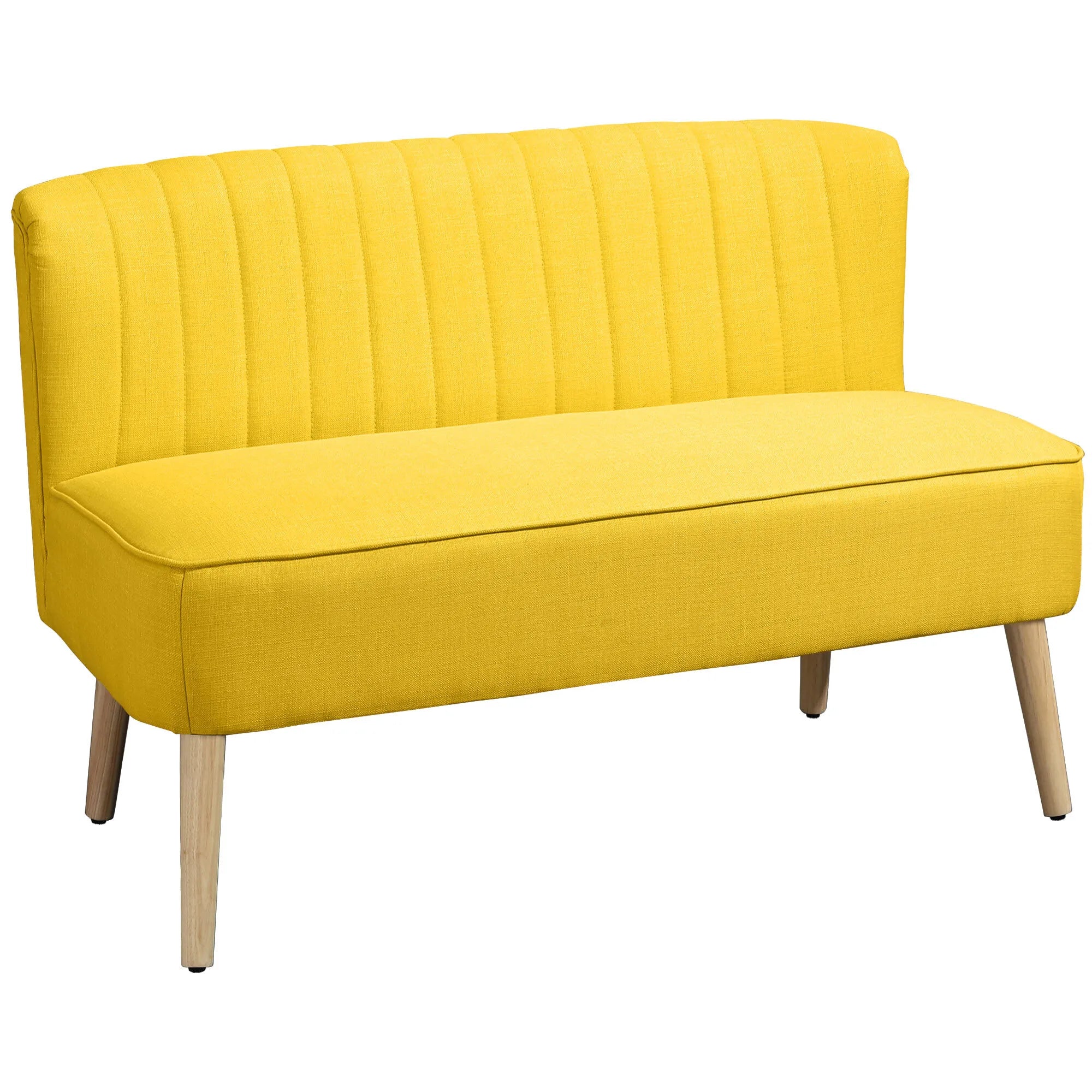 Dvivietė sofa, su paminkštinimu, iki 220 kg, 117 x 56,5 x 77 cm, geltona