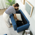 Dvivietė sofa su patalynės dėže, 117x62x78 cm, mėlyna