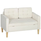 Dvivietė sofa su patalynės dėže, kreminė, 117 × 62 × 78 cm