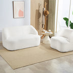 Dvivietė sofa, suapvalintu dizainu, iki 220 kg, kreminė balta