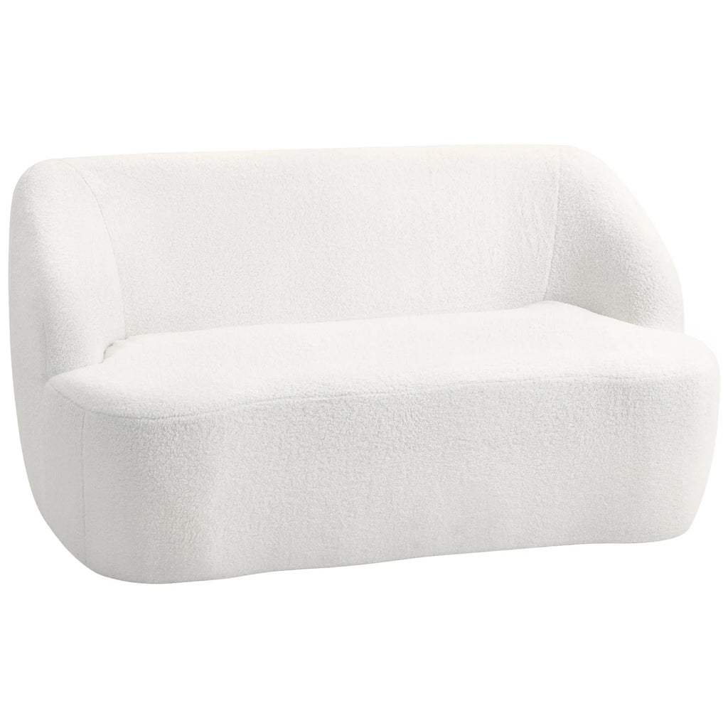 Dvivietė sofa, suapvalintu dizainu, iki 220 kg, kreminė balta