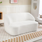 Dvivietė sofa, suapvalintu dizainu, iki 220 kg, kreminė balta