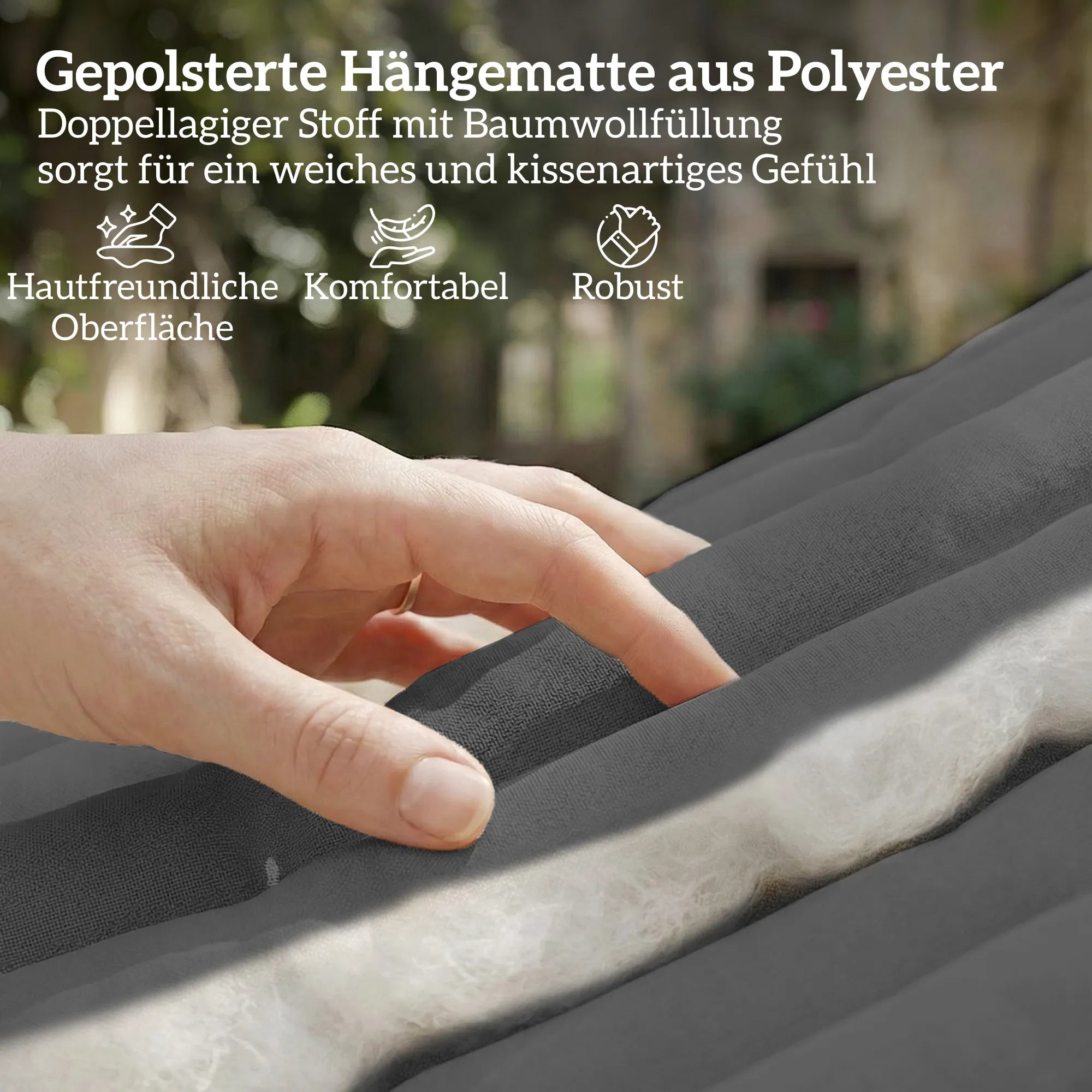 Dvivietis hamakas su pagalve ir krepšiu 200x140 cm pilkas