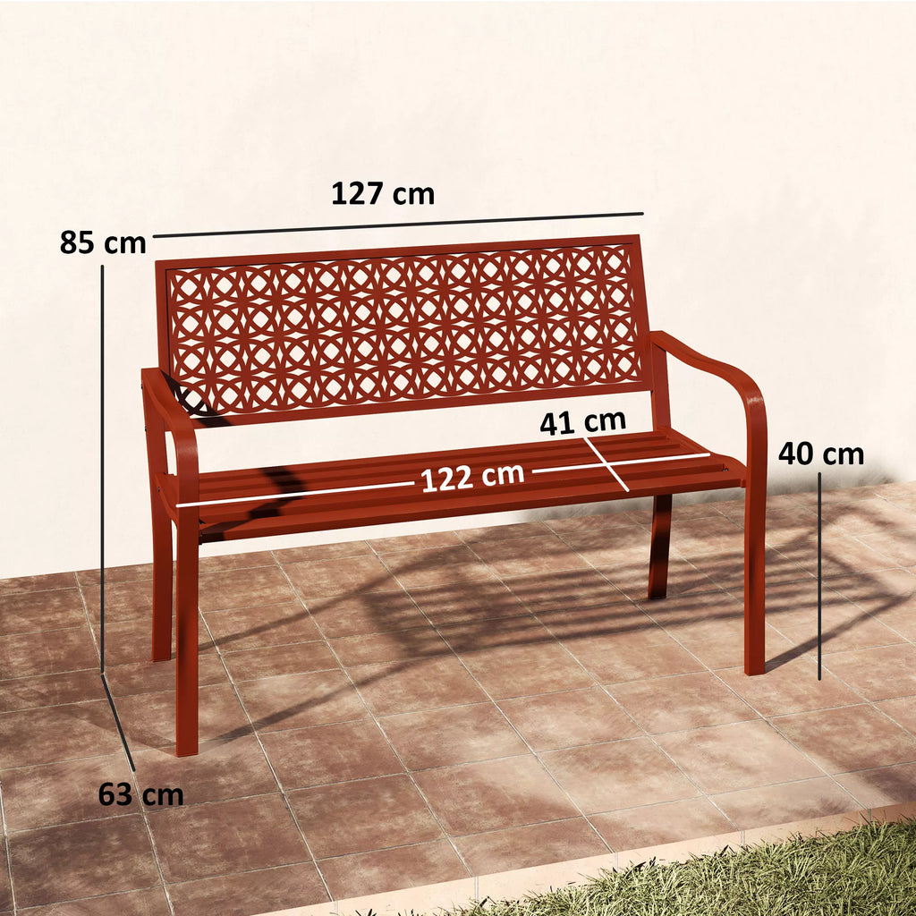 Dvivietis sodo suolelis, plieninis, raudonas, iki 240 kg