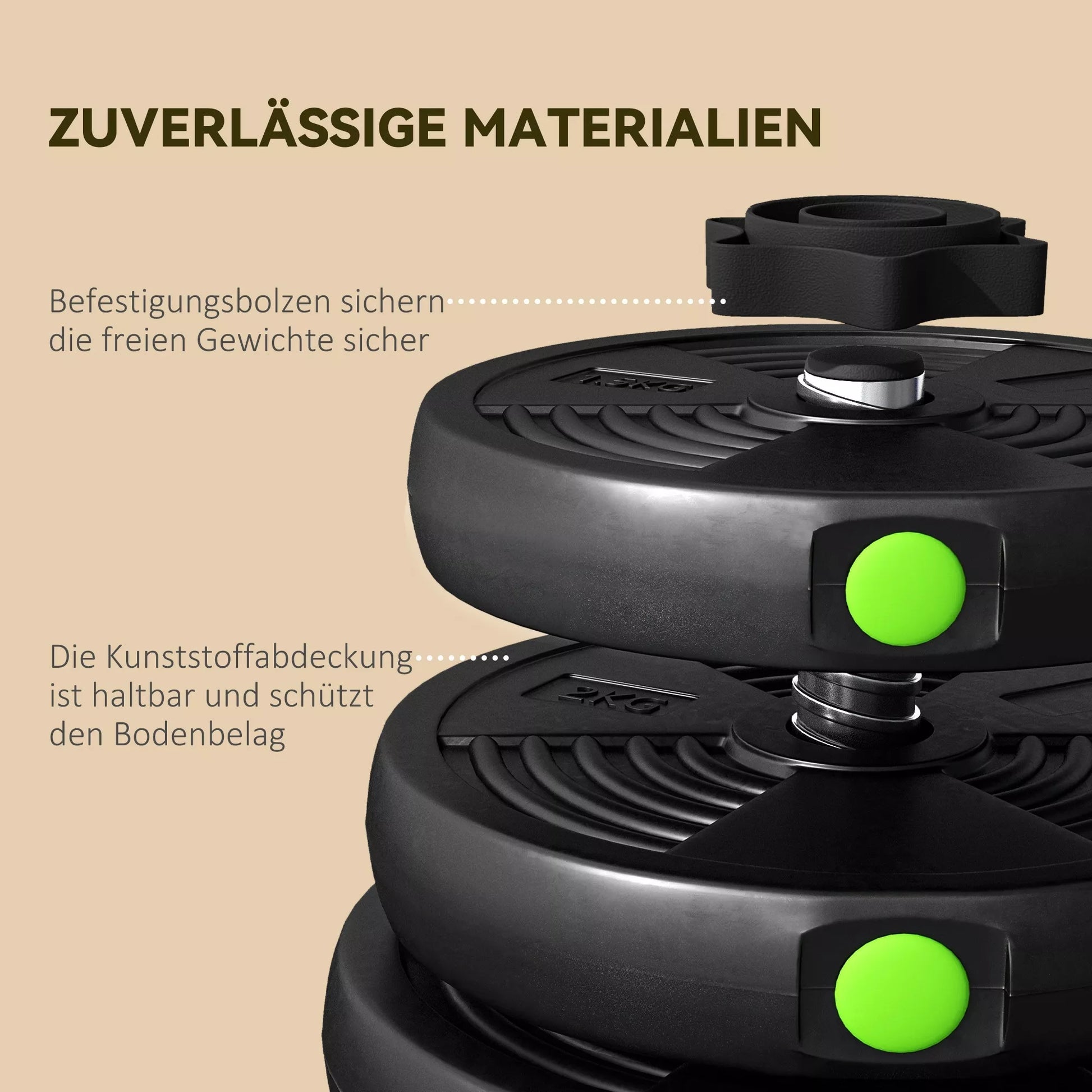 2 viename svarmenų rinkinys, ilgas ir trumpas svorenis, 30 kg, neslystantis, tausojantis grindis, juodas/žalias