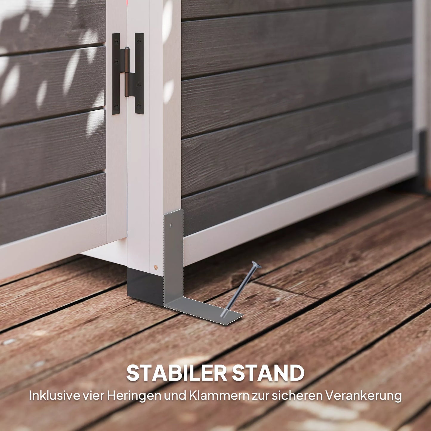 Sodo saugykla, įrankių namelis su 2 langais, žemės kuoliukai, asfaltuotas stogas, 91 x 69 x 192 cm, eglės mediena, šviesiai pilka