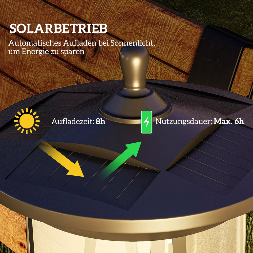 Saulės energija maitinamas lauko šviestuvas, LED, automatinis veikimas, atsparus atmosferos poveikiui, 6 val. šviesos trukmė, 17B x 17T x 127Hcm, juodas