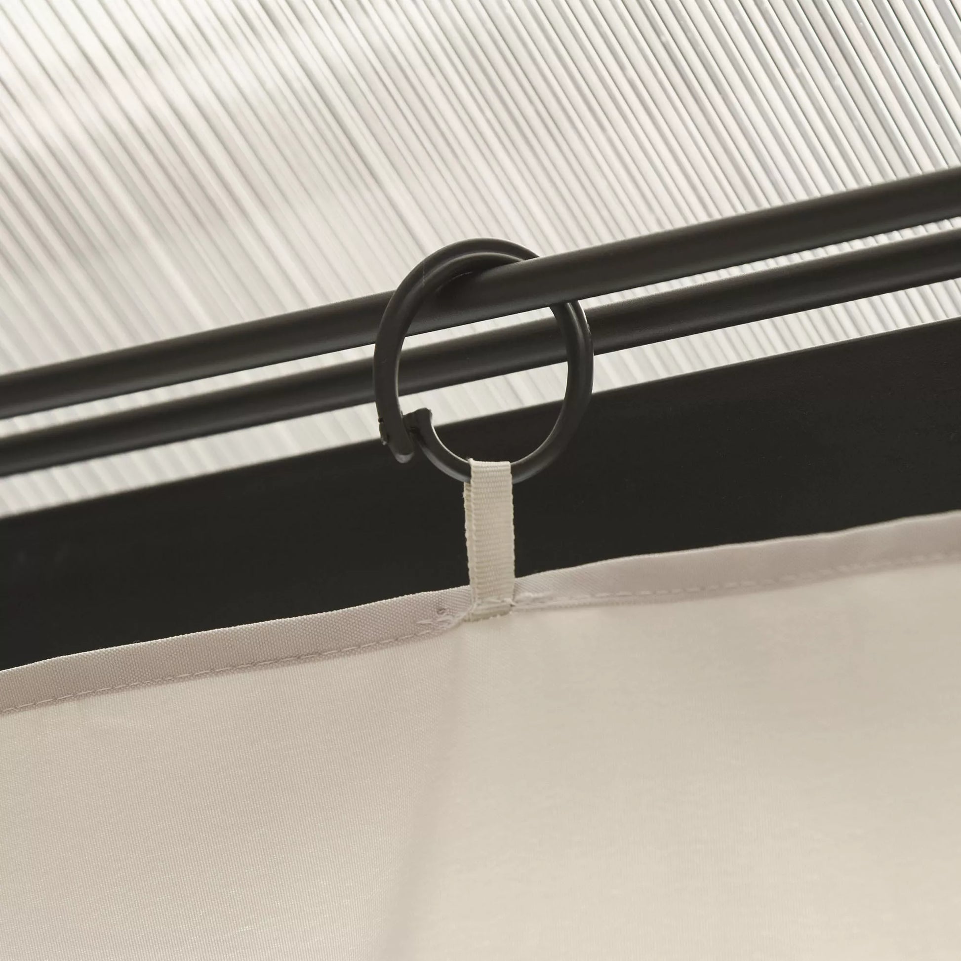 4 atsarginės užuolaidos 3x3 m paviljonams, tvirtos, skirtos strypams ir slydimo bėgeliui, su dviguba užtrauktuku, smėlio spalvos