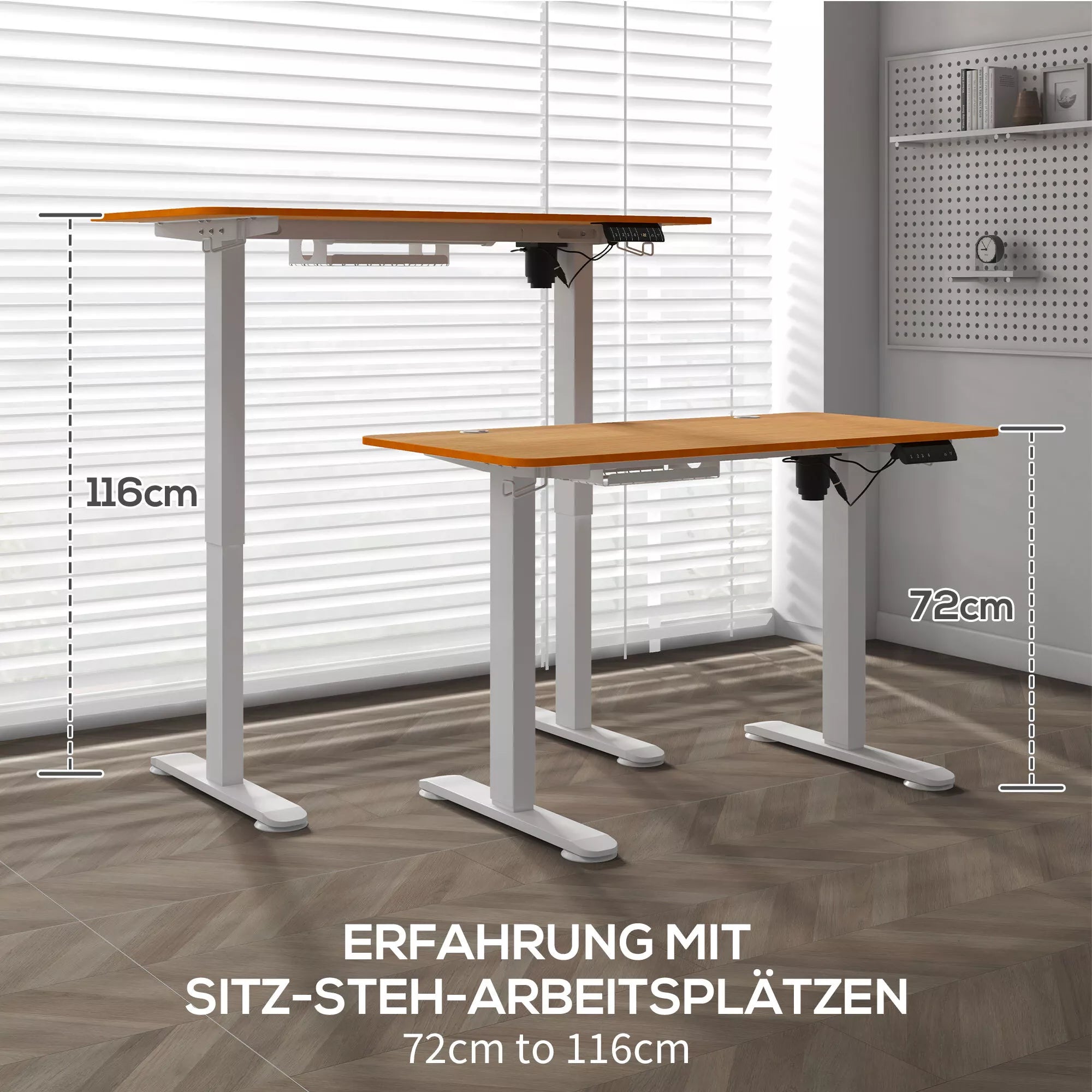 Stovimas stalas, reguliuojamo aukščio, 120x60x72-116cm, natūrali/balta