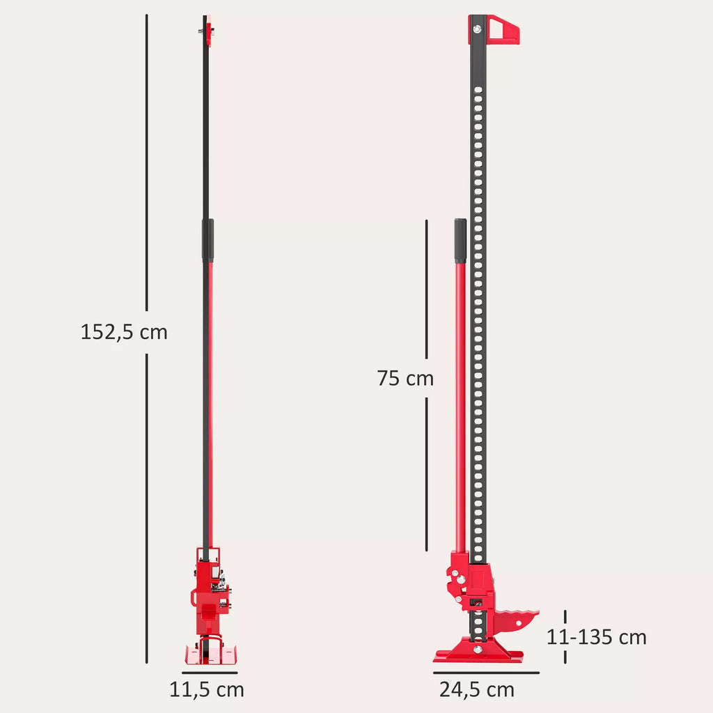 Farm Jack domkratas 135 cm 3000 kg keliamoji galia Offroad plieninis strypas raudonos ir juodos spalvos