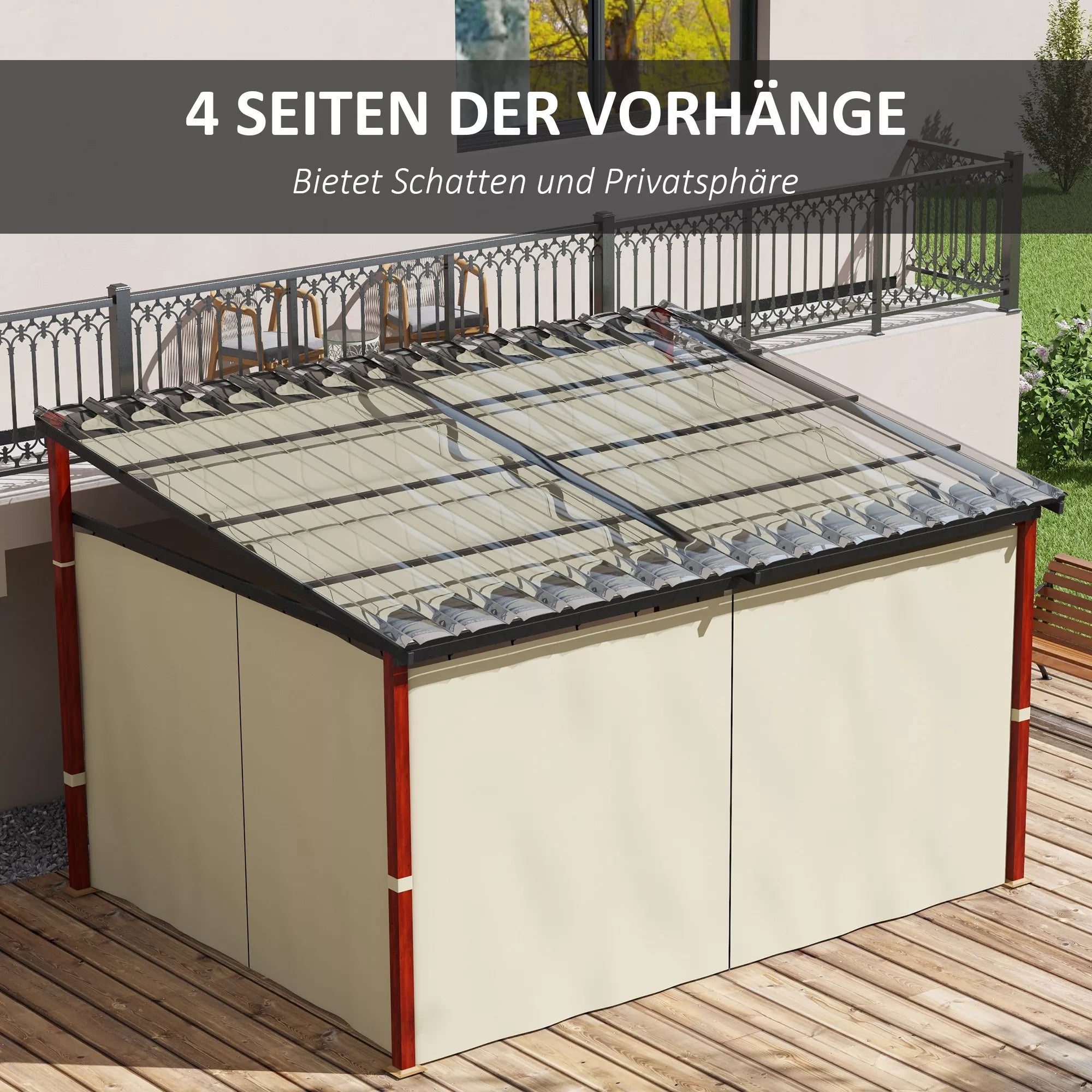 Sodo pergola, įleidžiama sodo pergola, atspari atmosferos poveikiui, su tvirtinimo medžiagomis, smėlio spalvos