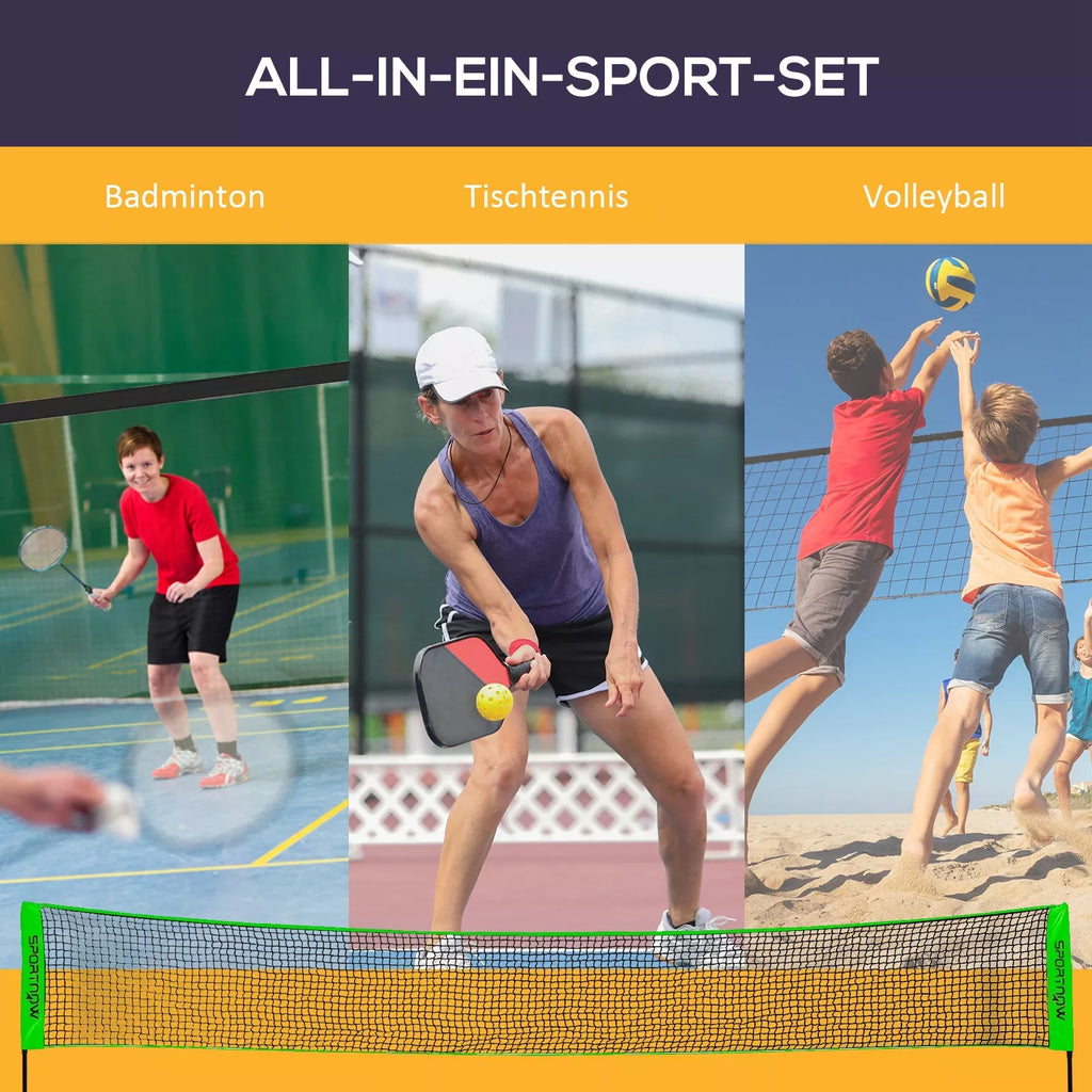 Rinkinio informacinė grafika apie badmintoną, tenisą ir tinklinį