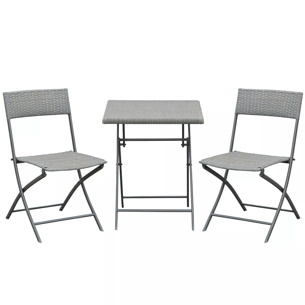 Polyrattan bistro komplektas 2 asmenims Sėdimoji grupė Rotango sodo baldų komplektas Komplektas Pilkos spalvos