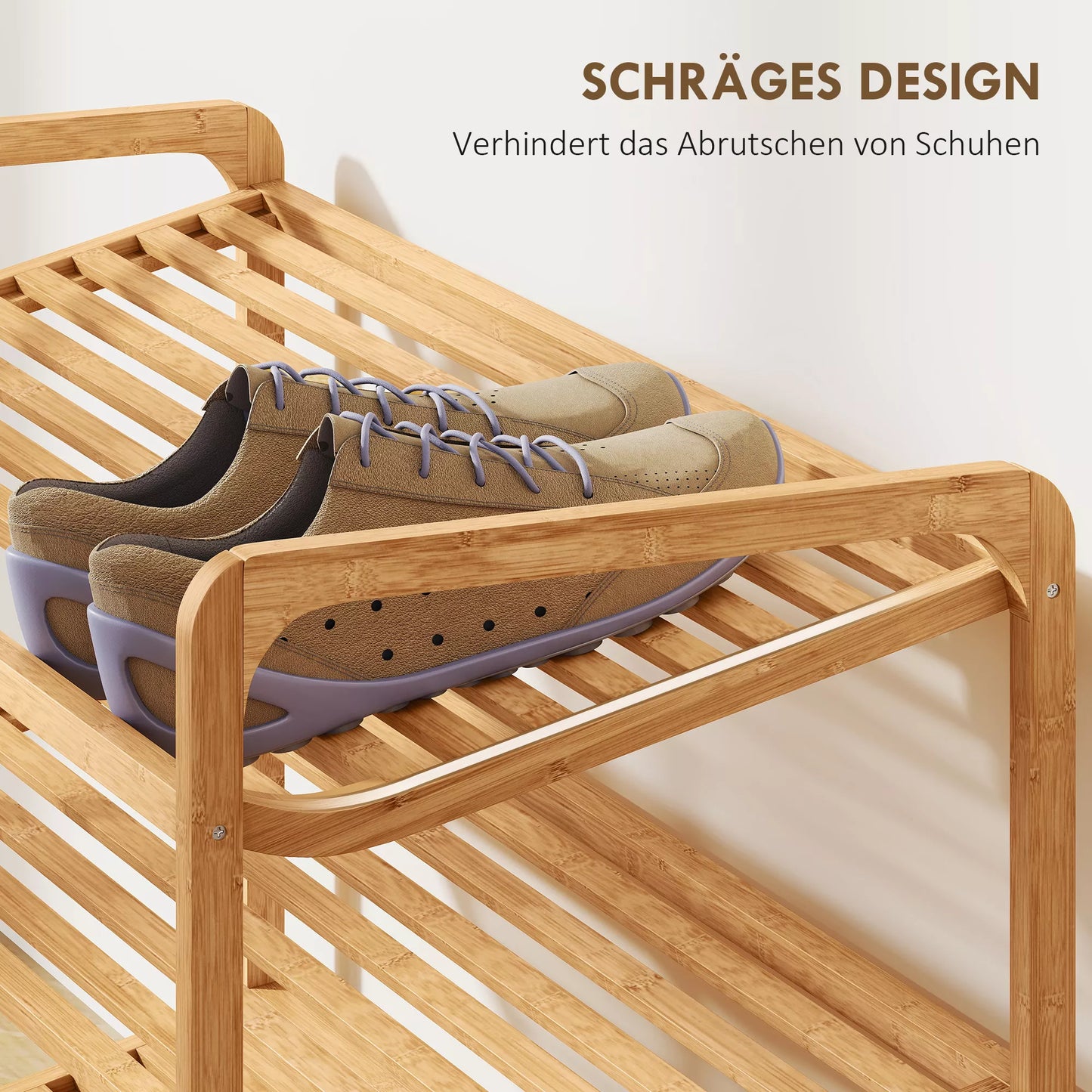 Bambukinis batų ir koridoriaus stovas, 3 pakopų, 30 kg keliamoji galia, medinis