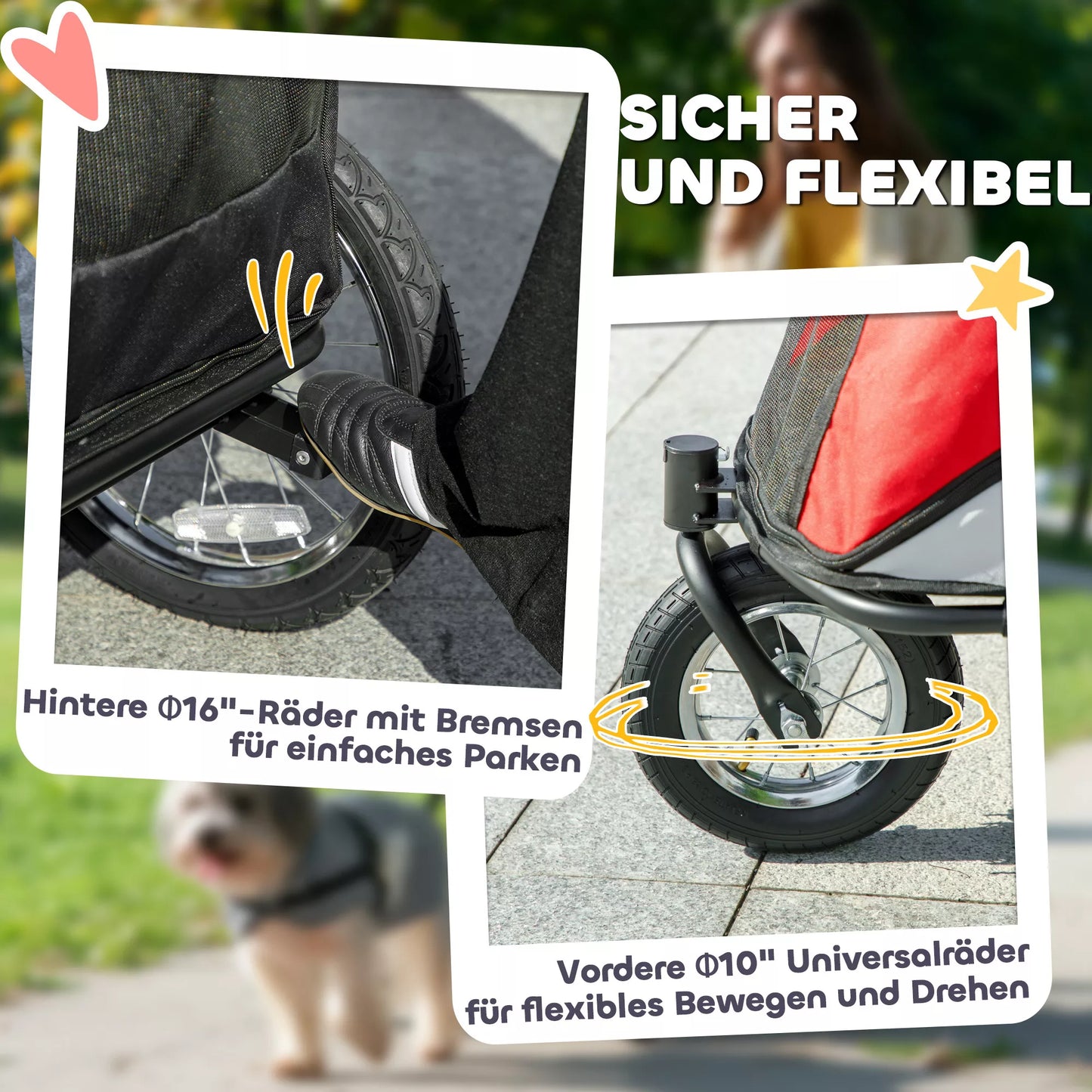 Šunų vežimėlis, sulankstomas, atidaromas, su miegojimo pagalvėle, plieninis rėmas, Raudona/Juoda