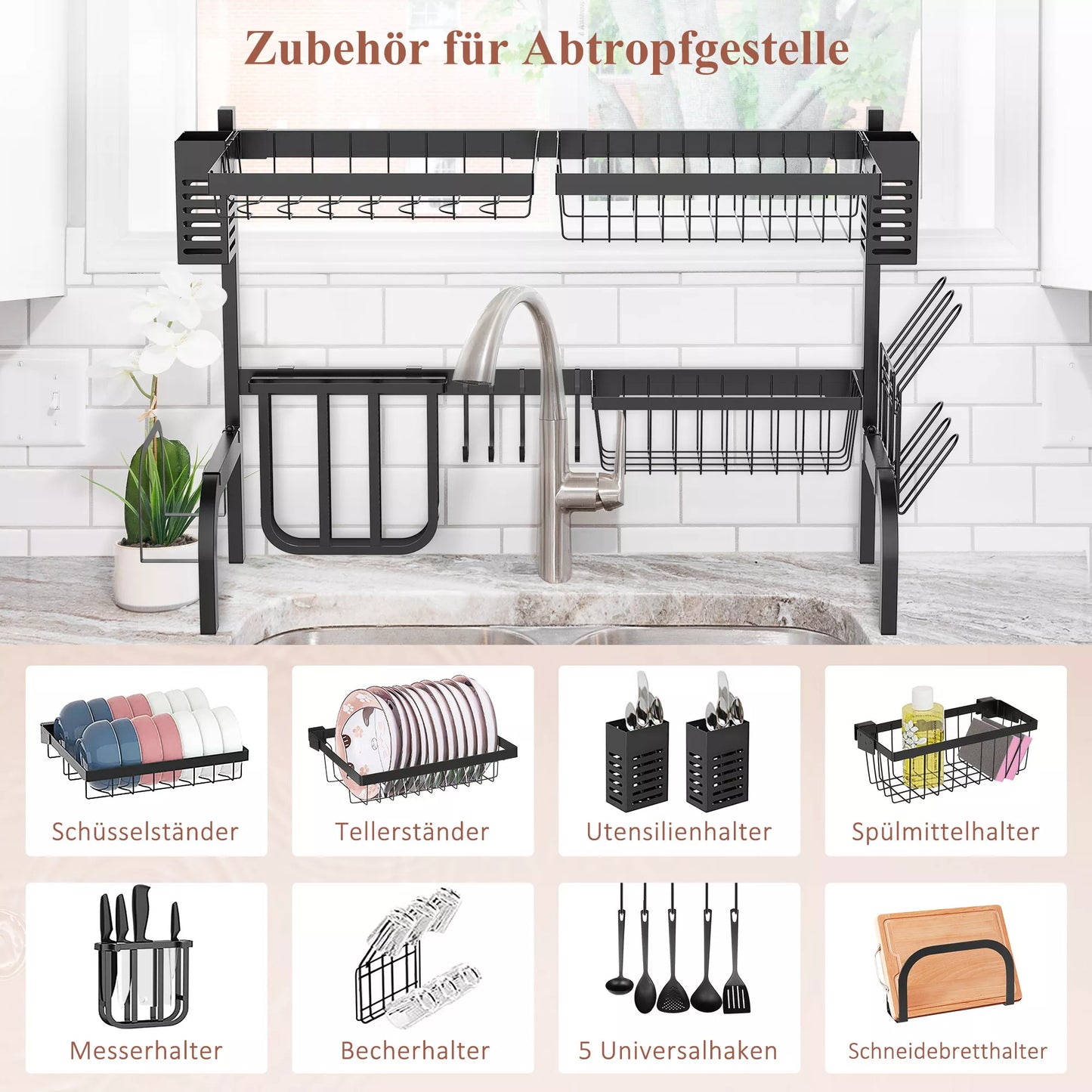 Indų krepšelis, modulinis metalinis indų laikiklis, atlaiko iki 26 kg svorį, juodos spalvos