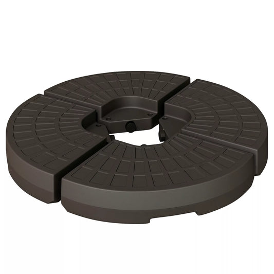 4 dalių skėčio stovas, skėčio svoris, skėčio stovas, kryžminis pagrindas, užpildomas smėliu/vandeniu iki 25/17 kg, HDPE skėčio pagrindo svoriai kavos spalvos