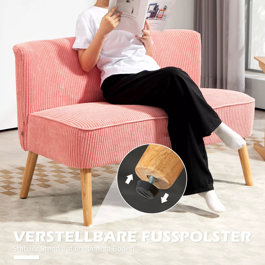 Dvivietė sofa, 117 x 56,5 x 77 cm, rožinė