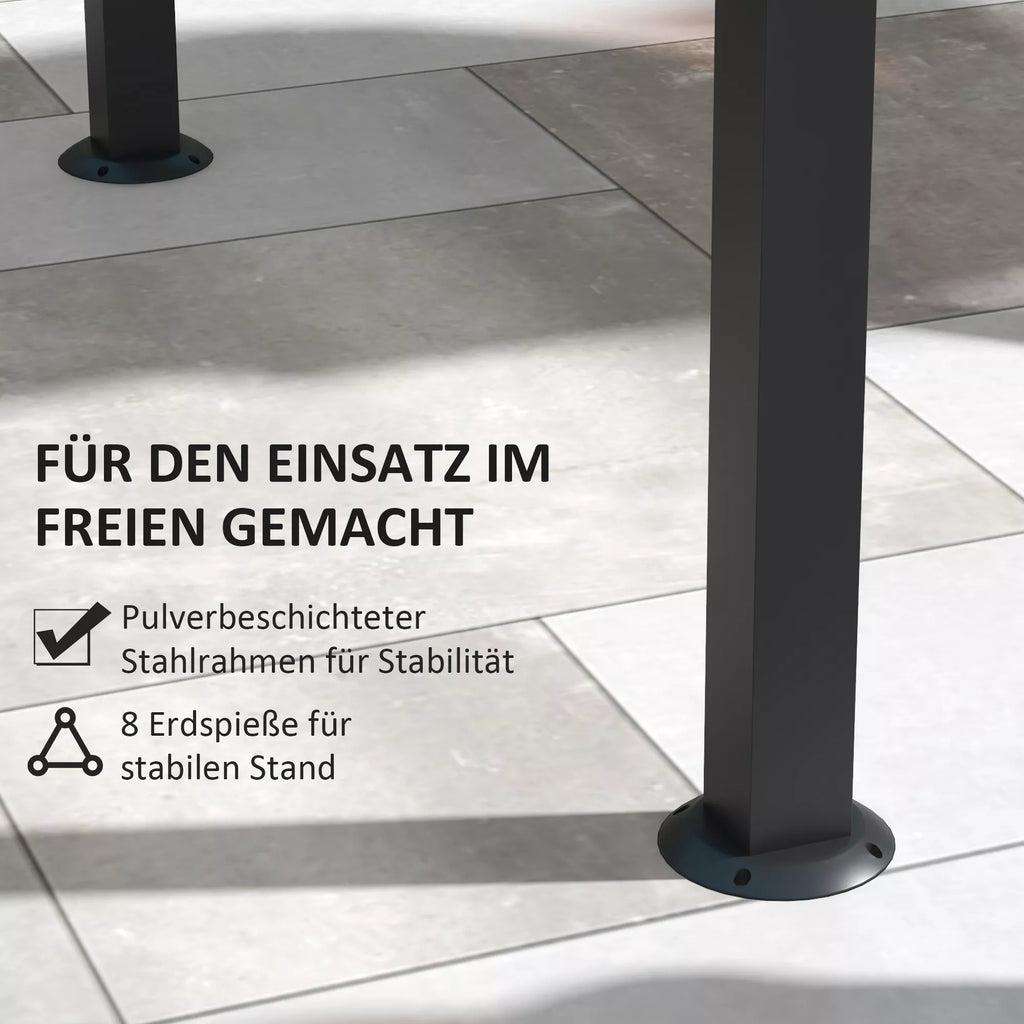 Grill paviljonas, 2 šoninės lentynos, kabliai, plieninis rėmas, 1,1 x 2,3 m, chaki spalvos