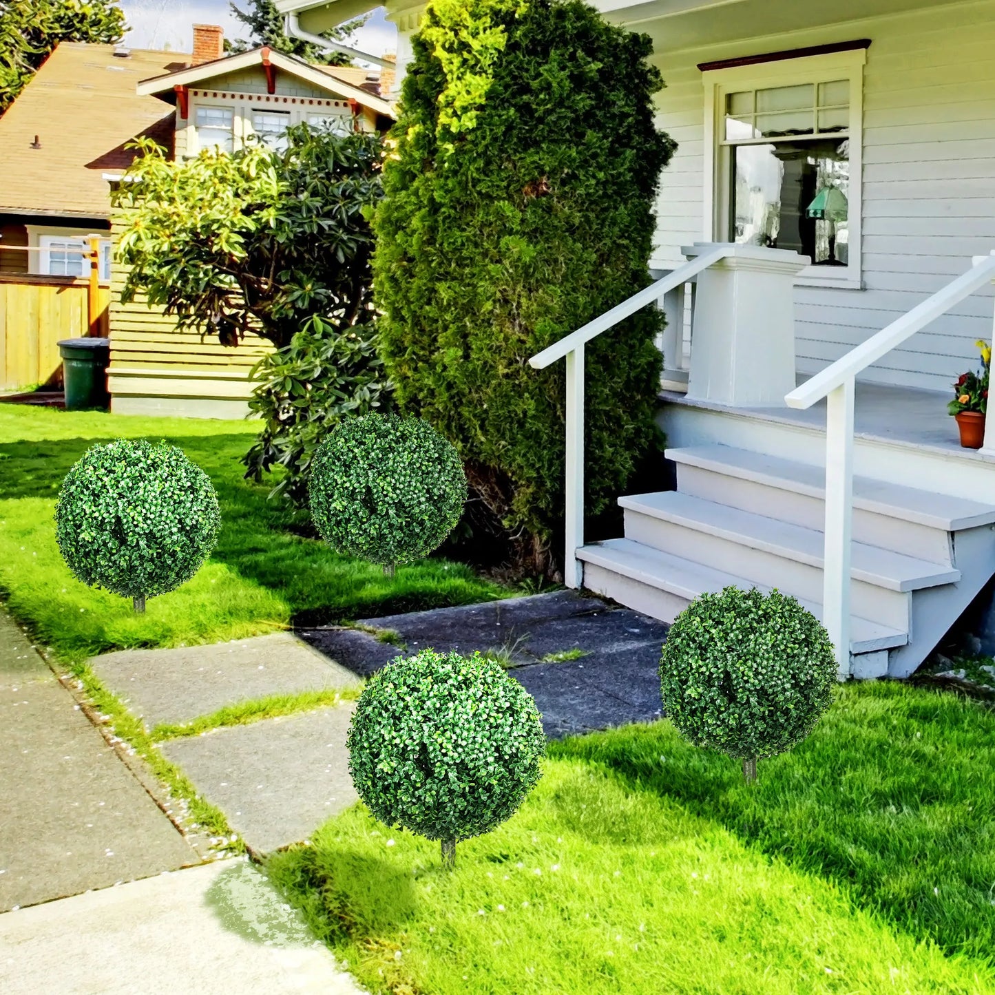 Dirbtinis buksmedis 2 vnt. rinkinyje, realistiškas, atsparus oro sąlygoms, lengvai prižiūrimas, 70 cm