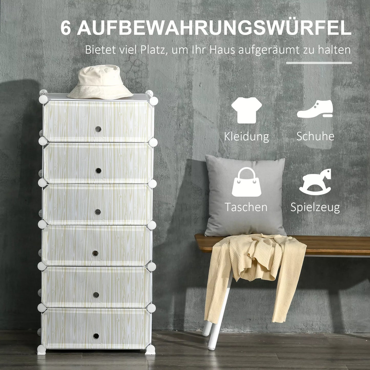 Modulinė batų lentyna 12 poroms, 49 cm x 36,5 cm x 108 cm, Balta