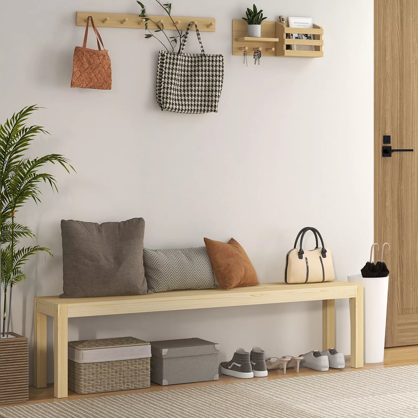 Suolas, 3 vietų, iki 330 kg, pušies mediena, 175x33x45 cm