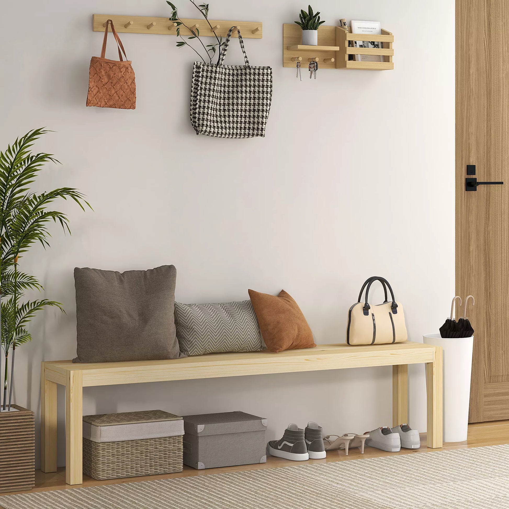 Suolas, 3 vietų, iki 330 kg, pušies mediena, 175x33x45 cm