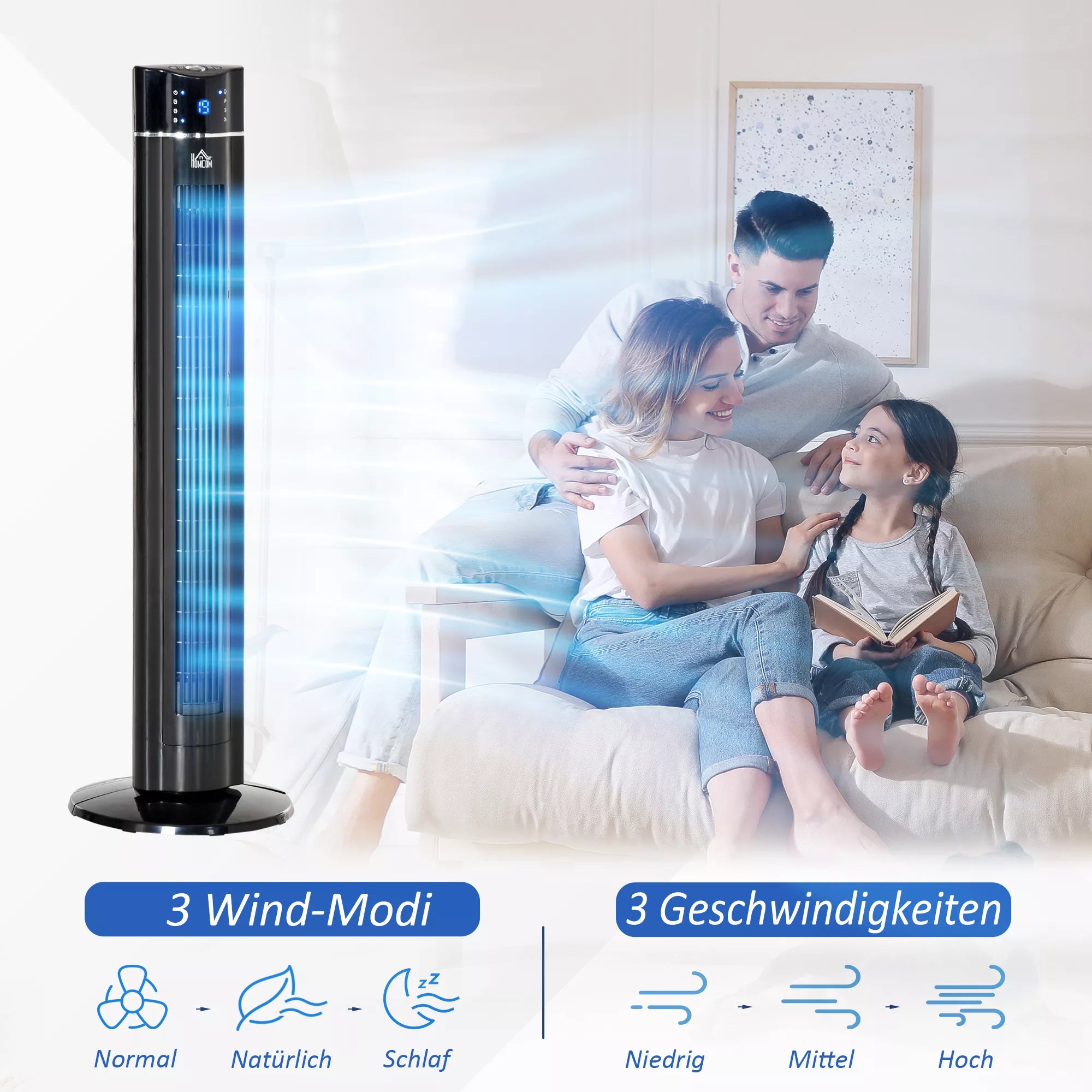 2in1-Turnmventilator Stovinis ventiliatorius Ventiliatorius, 32 cm x 32 cm x 106,8 cm, juodas