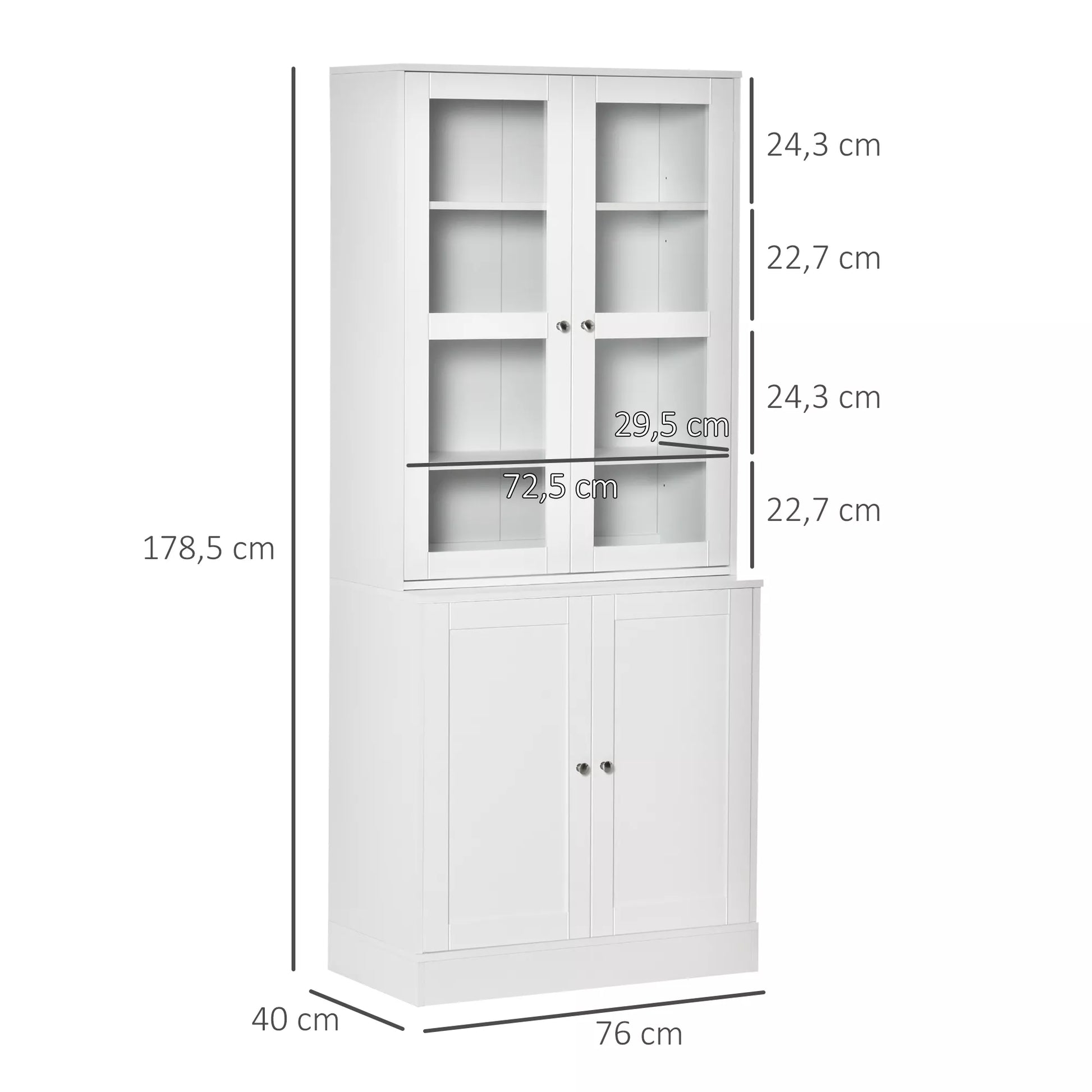 Knygų lentyna Sieninė lentyna Lentyna, 2 lentynos, 76 cm x 40 cm x 178,5 cm, balta