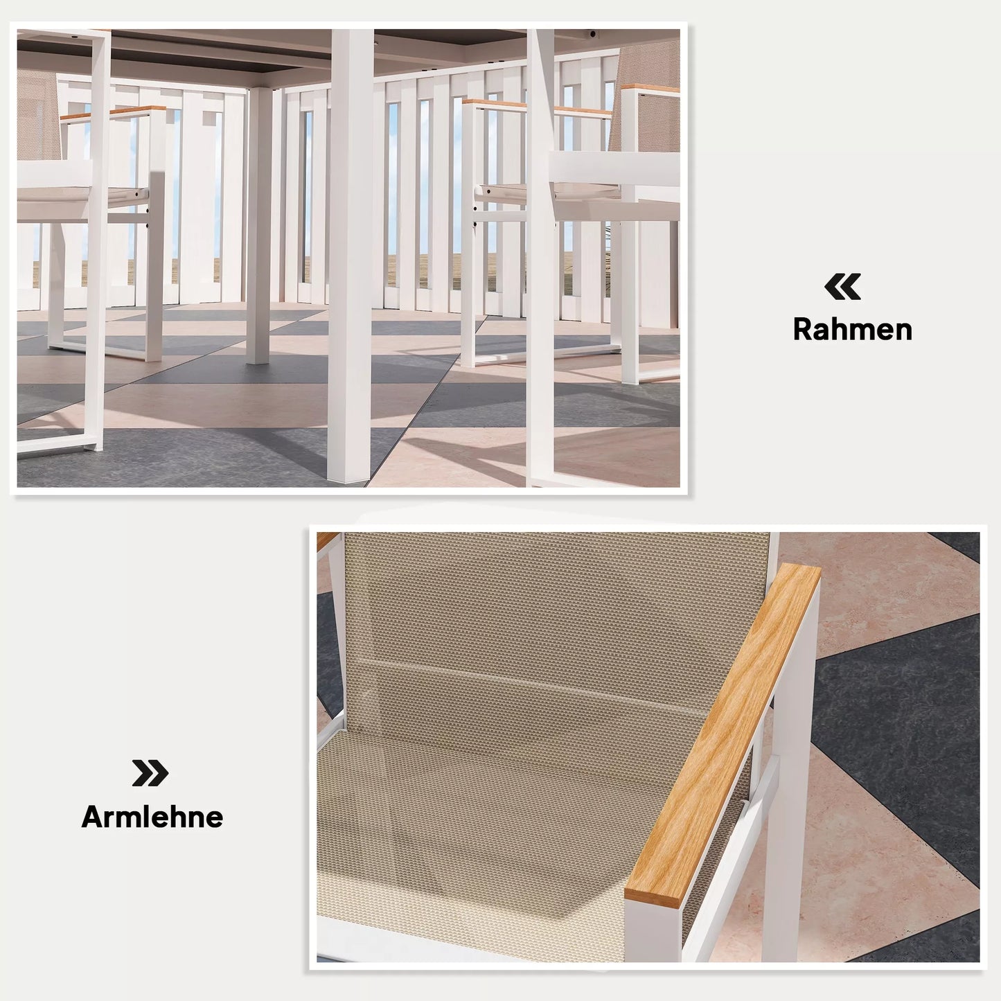 5 dalių valgomojo komplektas, lauko stalas iš grūdinto stiklo, 4 kėdės, atsparios oro sąlygoms, plieninis rėmas, terasos baldai, įvairių spalvų