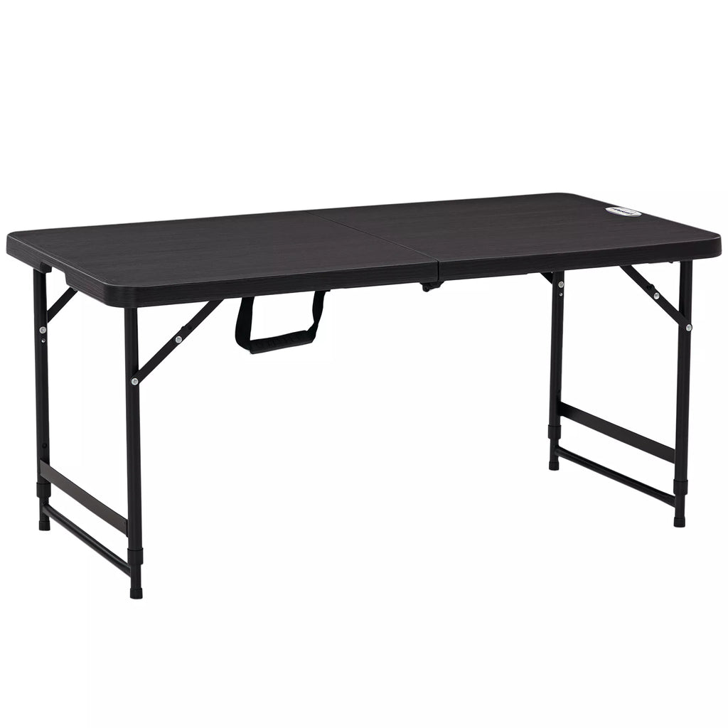 Lauko stalas, sodo stalas, 4 asmenims, sulankstomas, reguliuojamo aukščio, medžio imitacija, pilkos ir juodos spalvos, 118 x 60 x 74 cm
