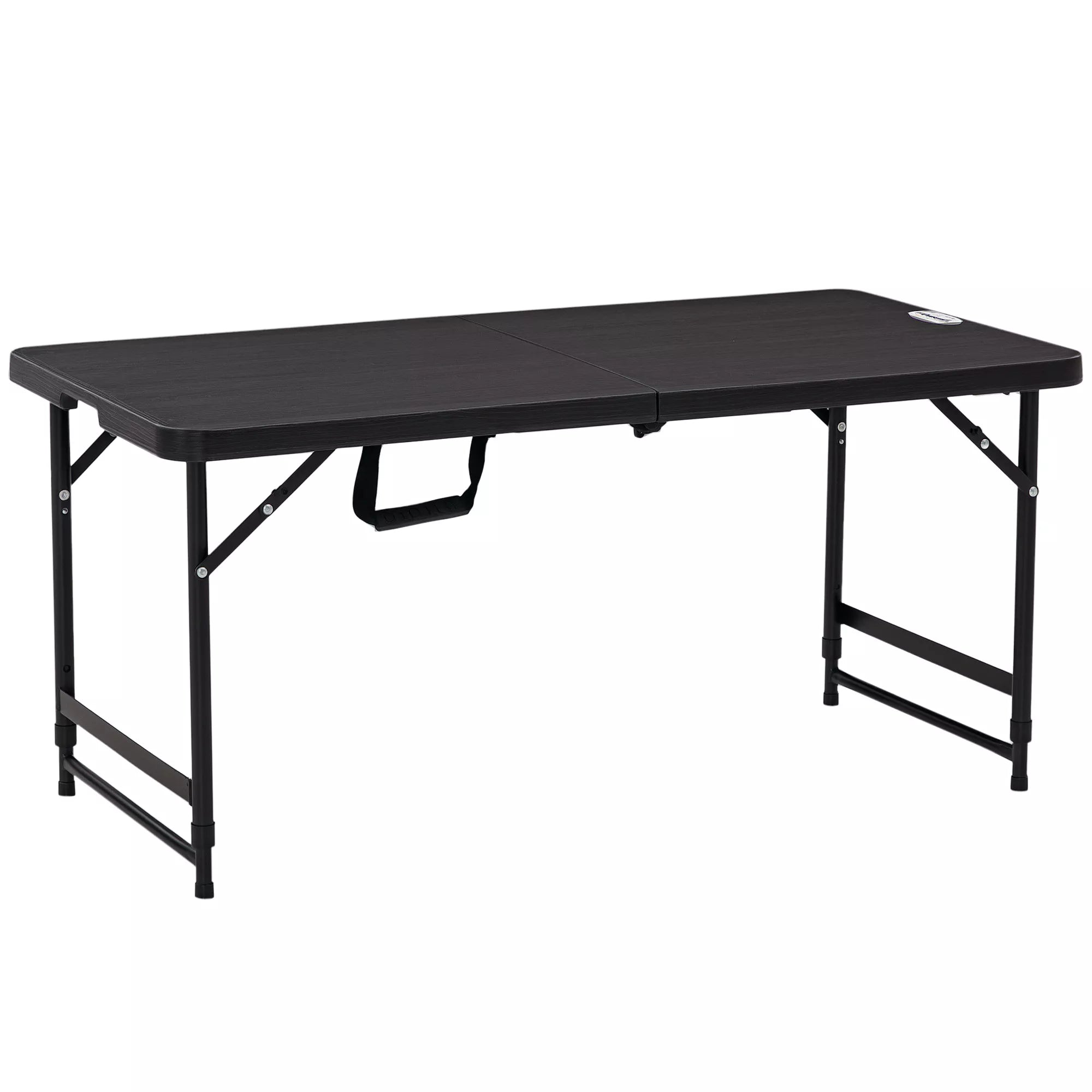 Lauko stalas, sodo stalas, 4 asmenims, sulankstomas, reguliuojamo aukščio, medžio imitacija, pilkos ir juodos spalvos, 118 x 60 x 74 cm