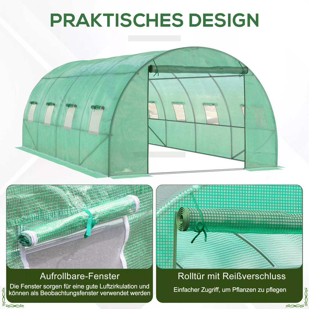 Plėvelės šiltnamis, vaikščiojamas šiltnamis, plėvelės tunelis, šiltnamis, plastikas, plienas, žalias