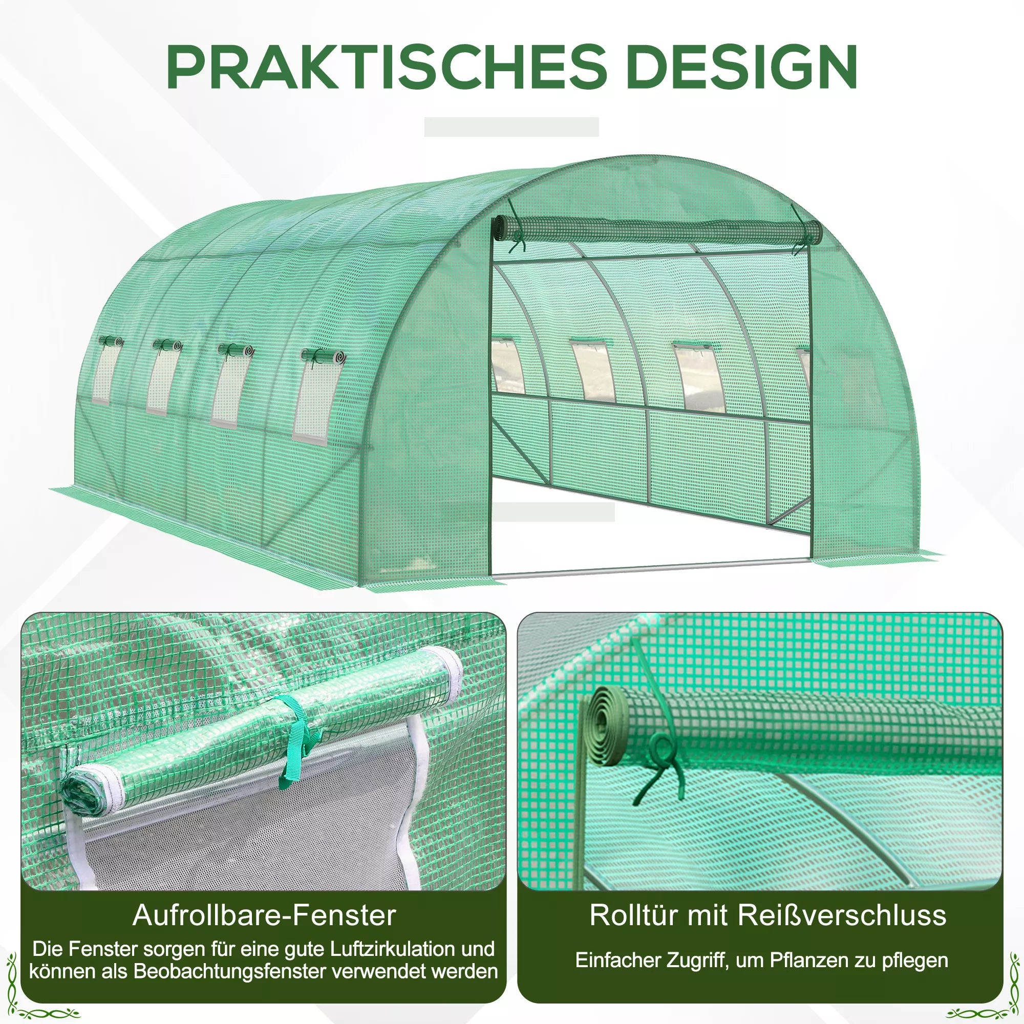 Plėvelės šiltnamis, vaikščiojamas šiltnamis, plėvelės tunelis, šiltnamis, plastikas, plienas, žalias
