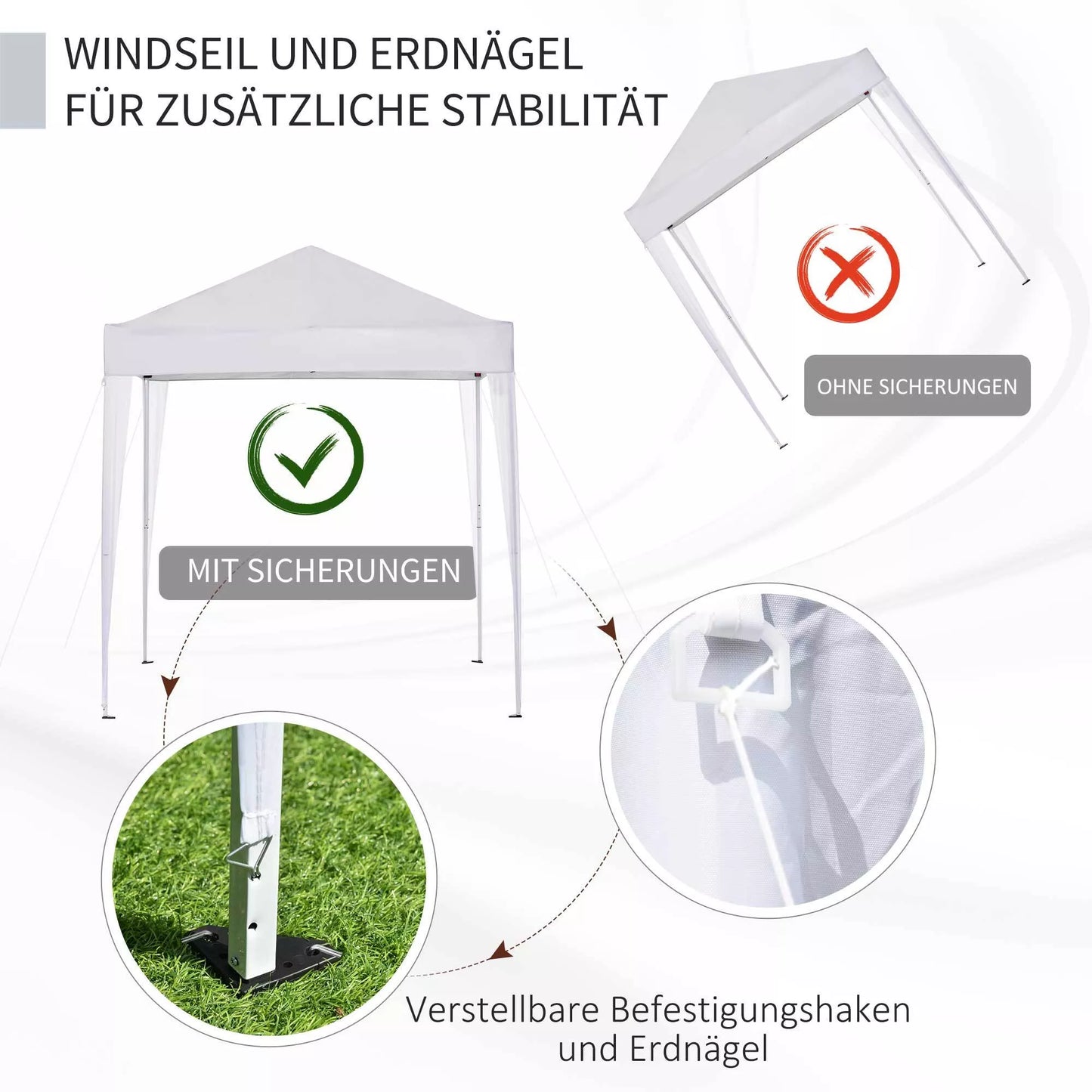 Sodo palapinė, alaus palapinė, 4 nuimamos šoninės sienelės, 2 langai, metalinis rėmas, 2 x 2 m, Balta