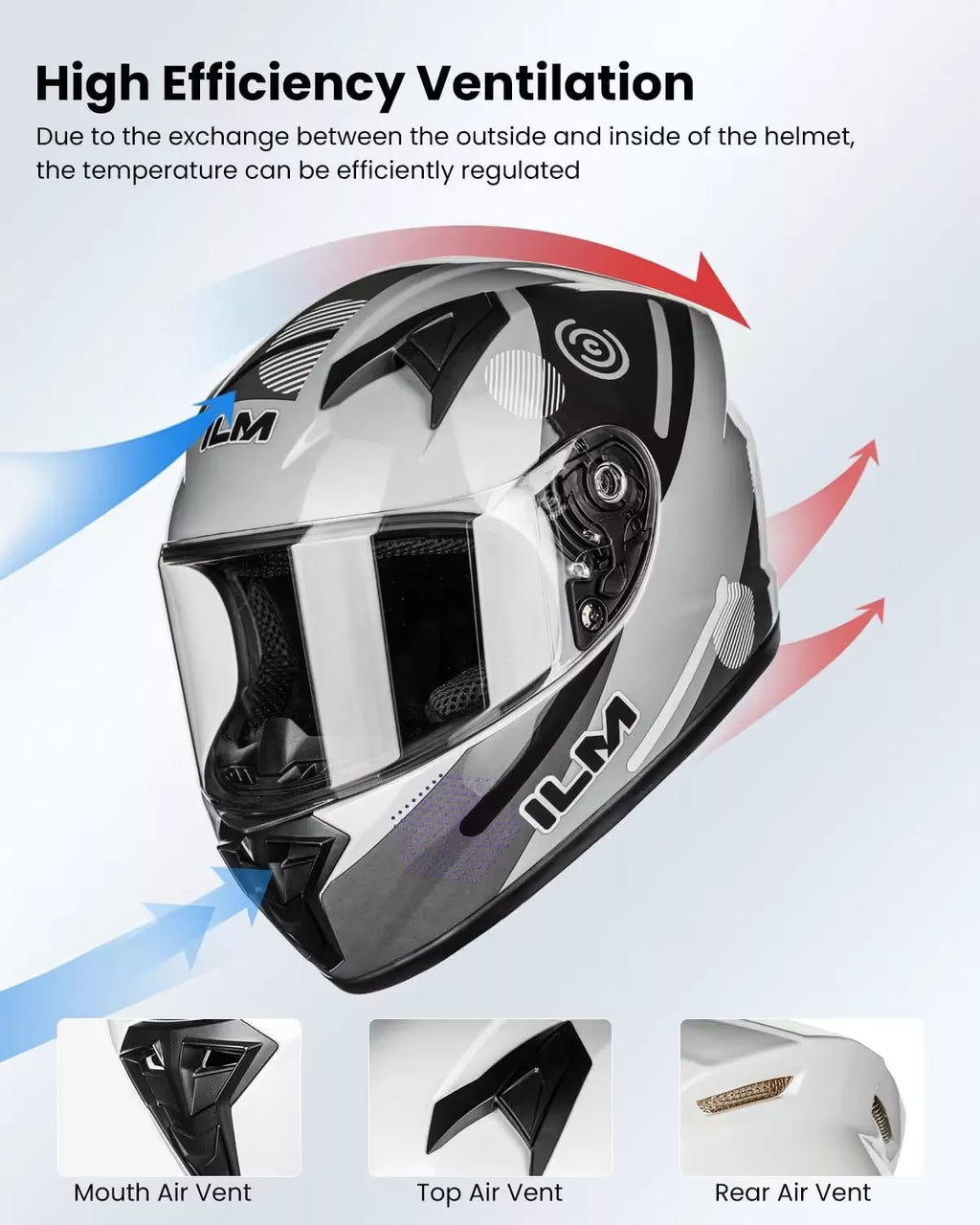 ILM vaikiškas uždaras motociklo šalmas 51-52cm M
