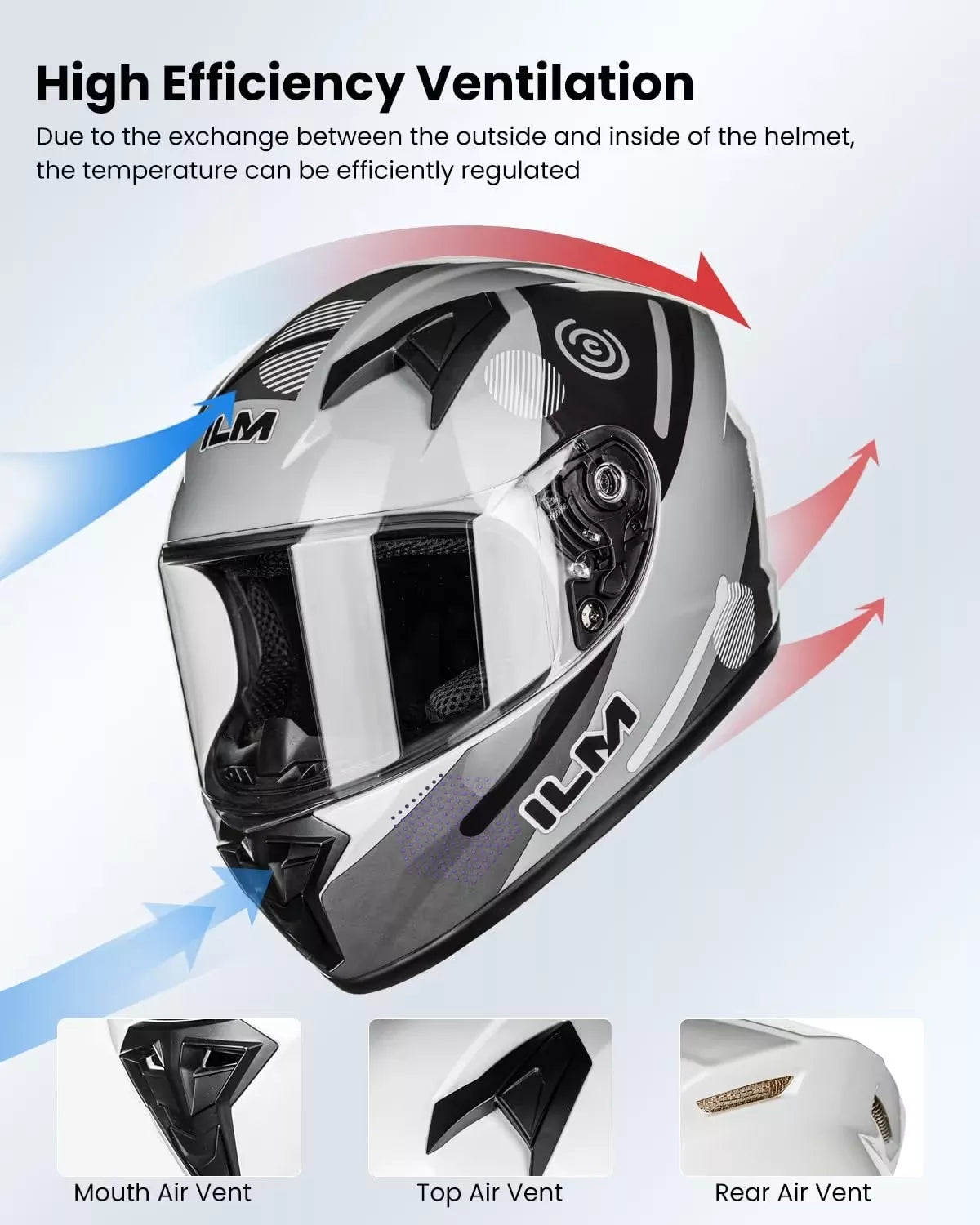 ILM vaikiškas uždaras motociklo šalmas 51-52cm M