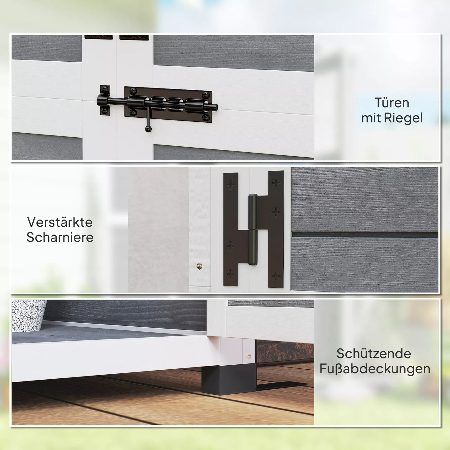 Sodo saugykla, įrankių namelis su 2 langais, žemės kuoliukai, asfaltuotas stogas, 91 x 69 x 192 cm, eglės mediena, šviesiai pilka