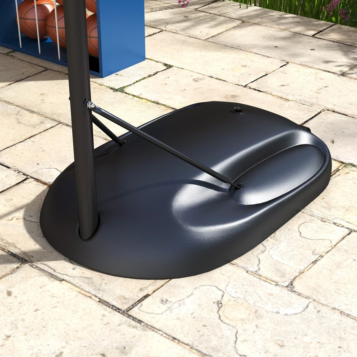 Aukščio reguliuojamas, tvirtas krepšinio stovas, 1,7–2,3 m krepšio aukštis, plieninis rėmas, juodas