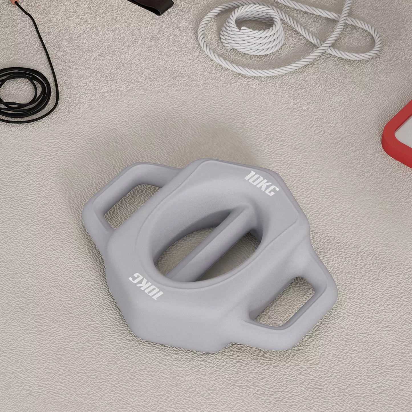 3-in-1 daugiafunkcinis svarmenmuo, 10 kg, neslystantis, mažai kvapo, su plastikine danga, geležies šerdimi, pilkos spalvos