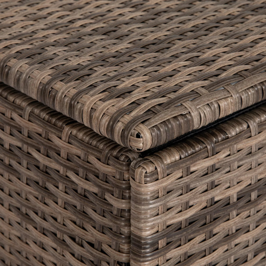 Polyrattan laikymo dėžė, audinio vidinis pamušalas, lengvai atidaroma/uždaroma, metalinis rėmas, 75B x 75T x 70H cm, juoda