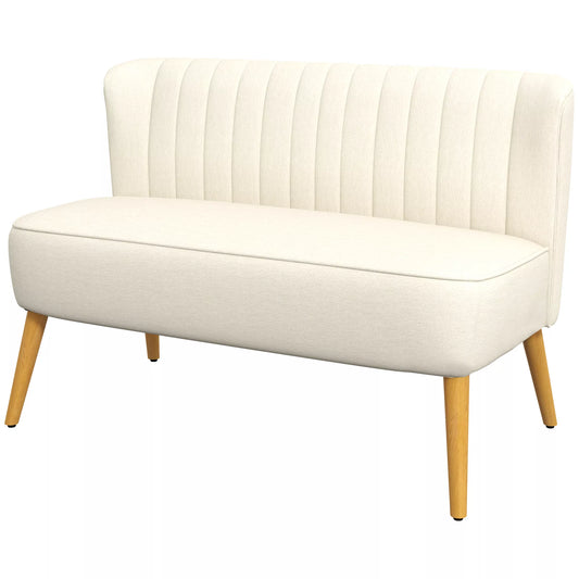 2 vietų sofa, minkštas paminkštinimas, lengvai prižiūrimas užvalkalas, iki 150 kg, 117 x 56,5 x 77 cm, kreminės baltos spalvos