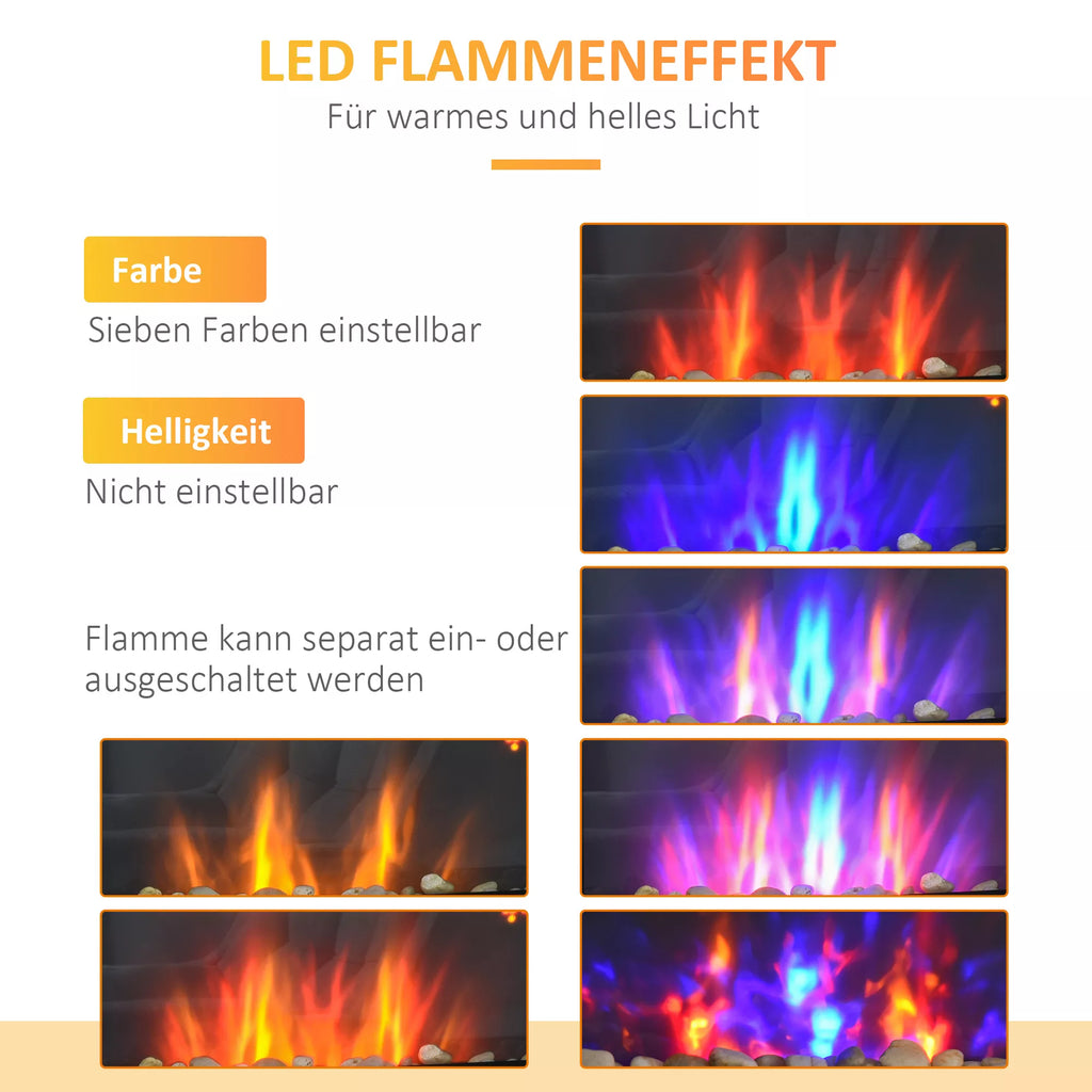 Elektrinis sieninis židinys, 1000 W/2000 W, LED ugnies efektas, nuotolinio valdymo pultas, stilingas išvaizda, su šildymo funkcija