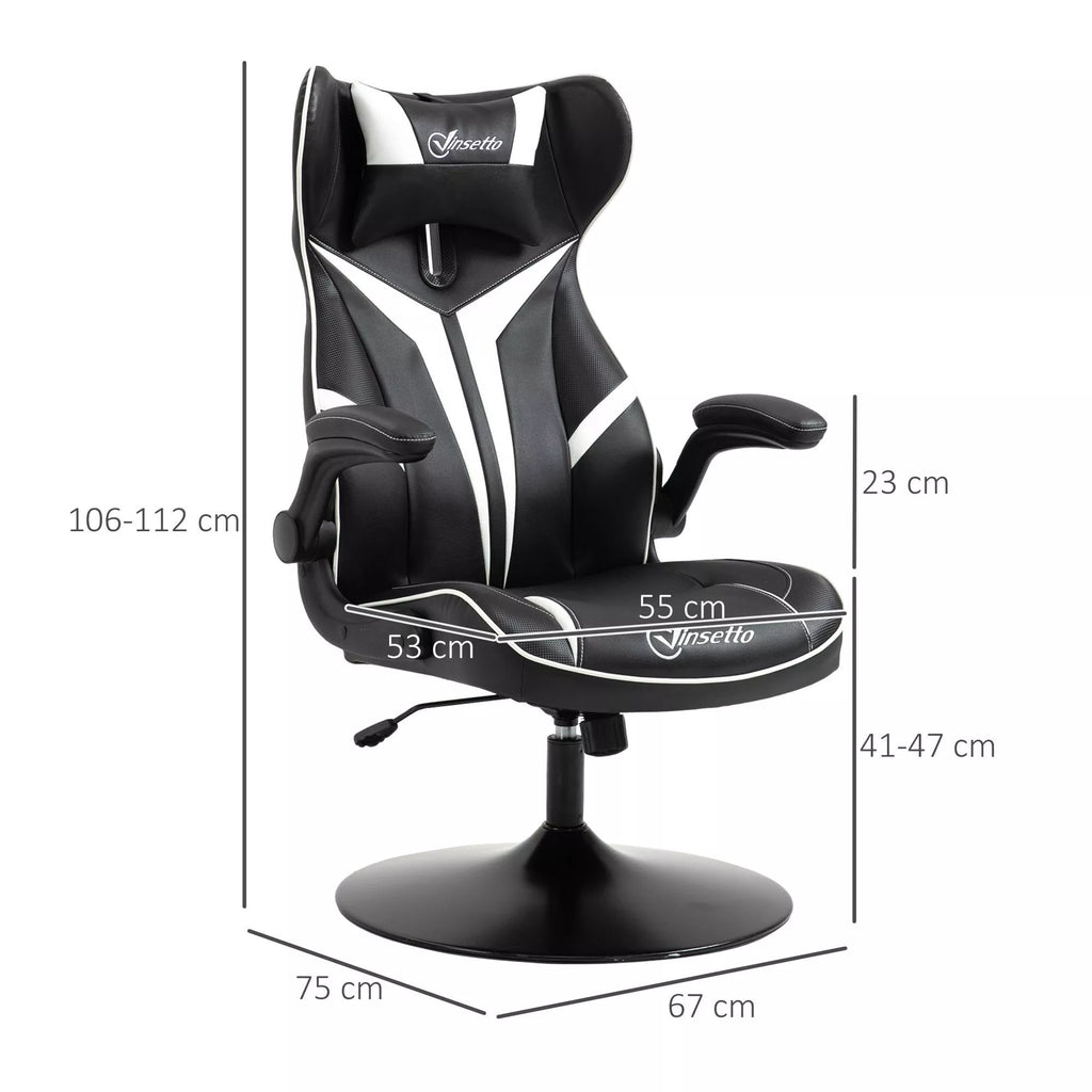 Žaidimų kėdė Ergonomiška žaidimų kėdė su galvos atrama ir reguliuojamu aukščiu Žaidimų kėdė Biuro kėdė su sūpynės funkcija Juoda + balta