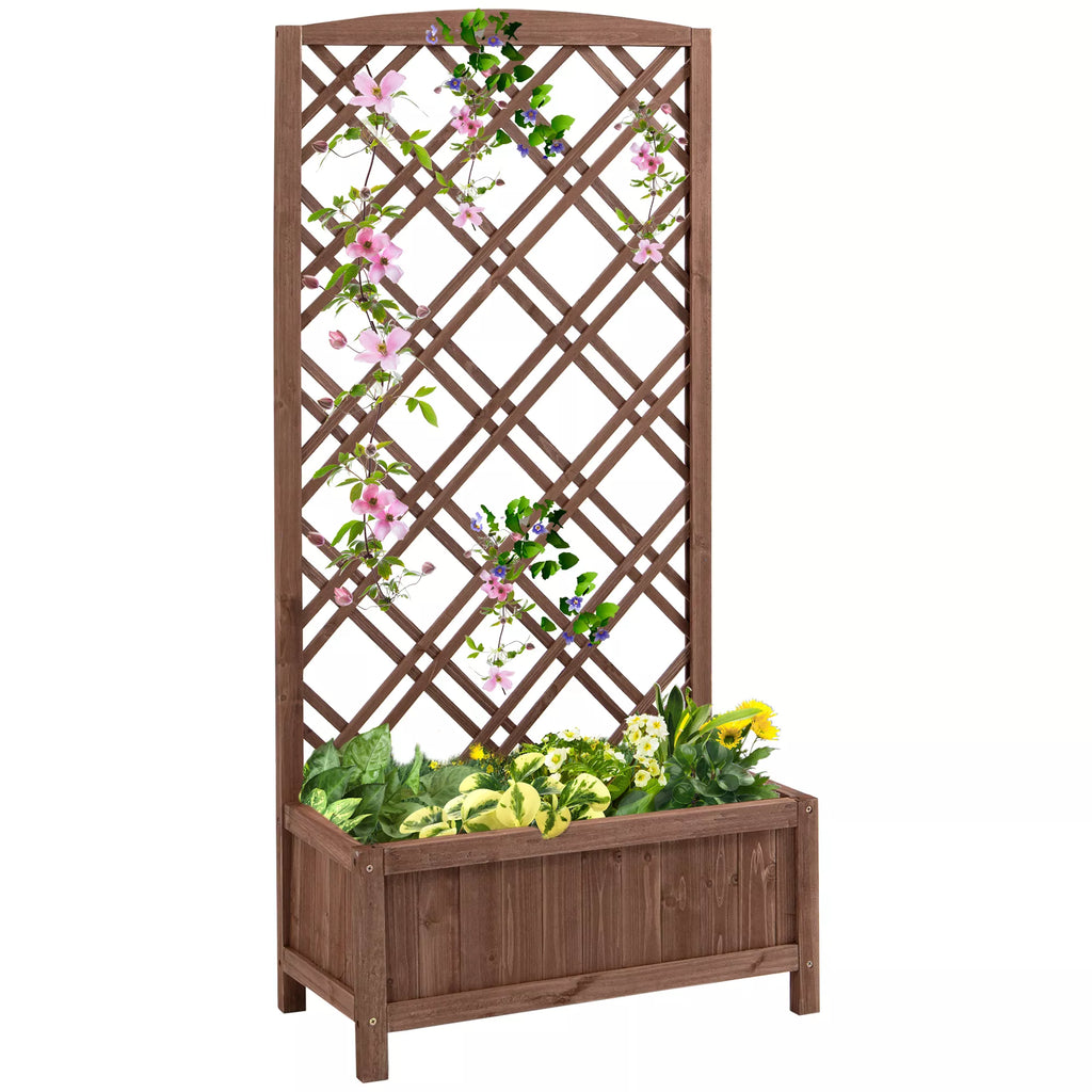 Aukšta pakelta medinė lysvė su grotelėmis 60 x 30 x 122,5 cm – geltona