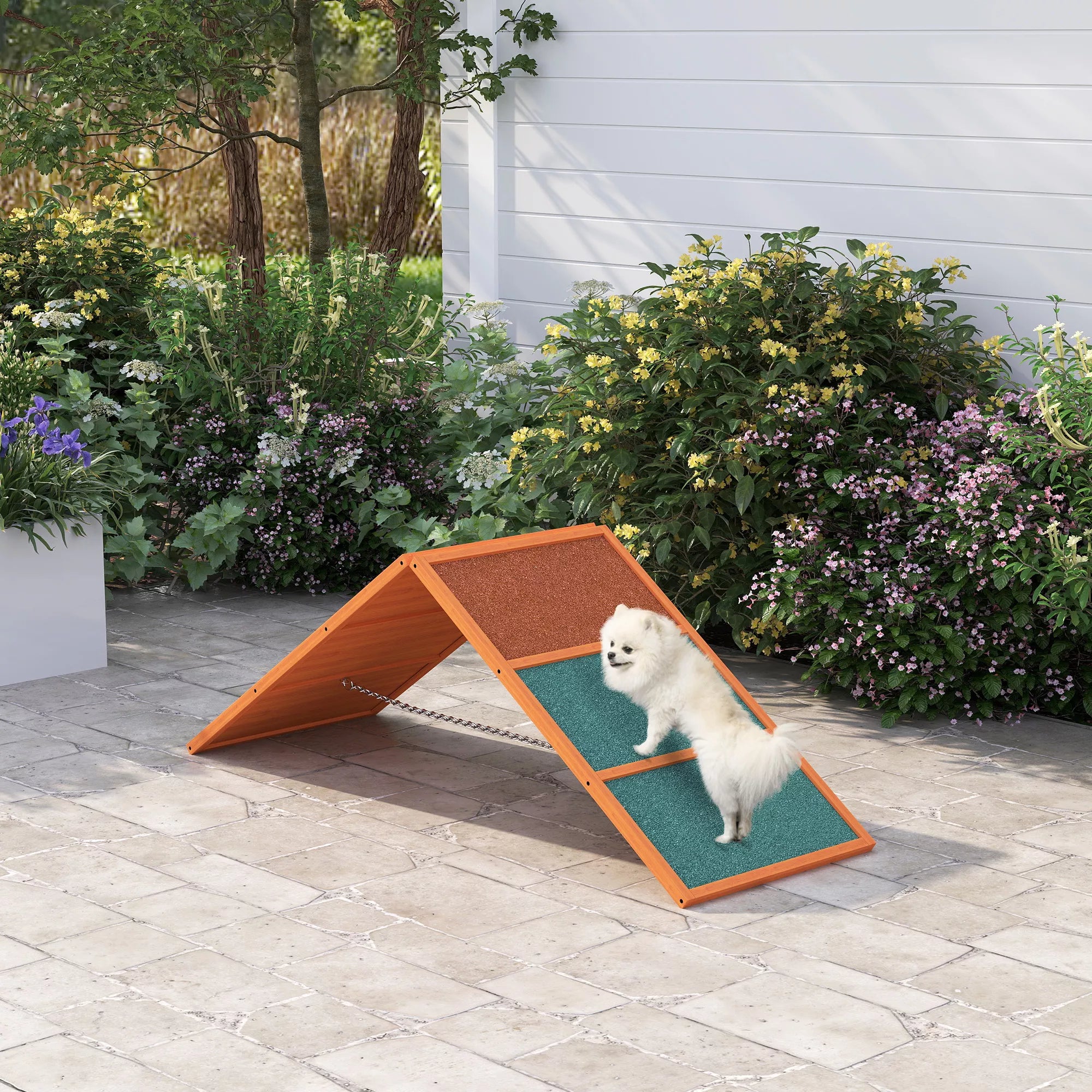 Šunų agility rampa dresūrai, reguliuojama ir sulankstoma, 173x59x66 cm