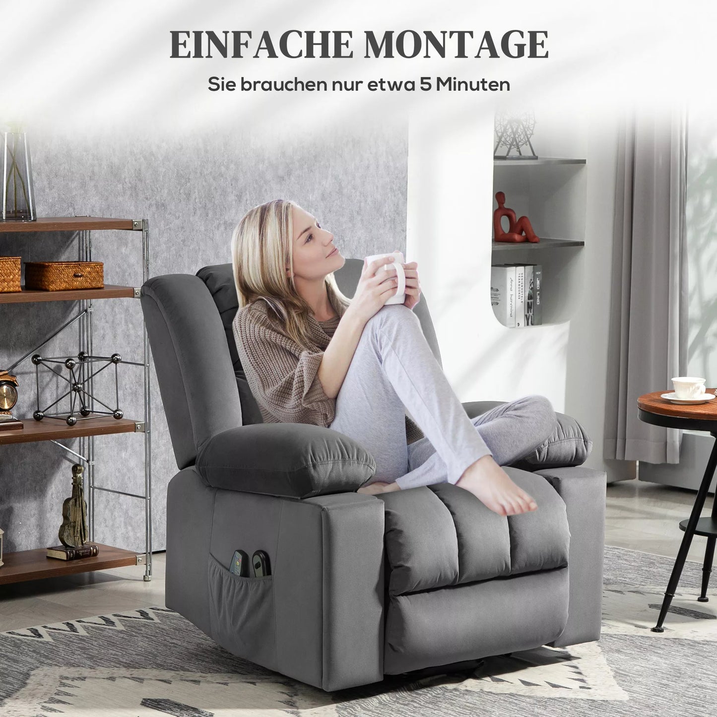 Elektrinis fotelis su pakėlimo funkcija, minkštas, aksominis audinys, USB jungtys